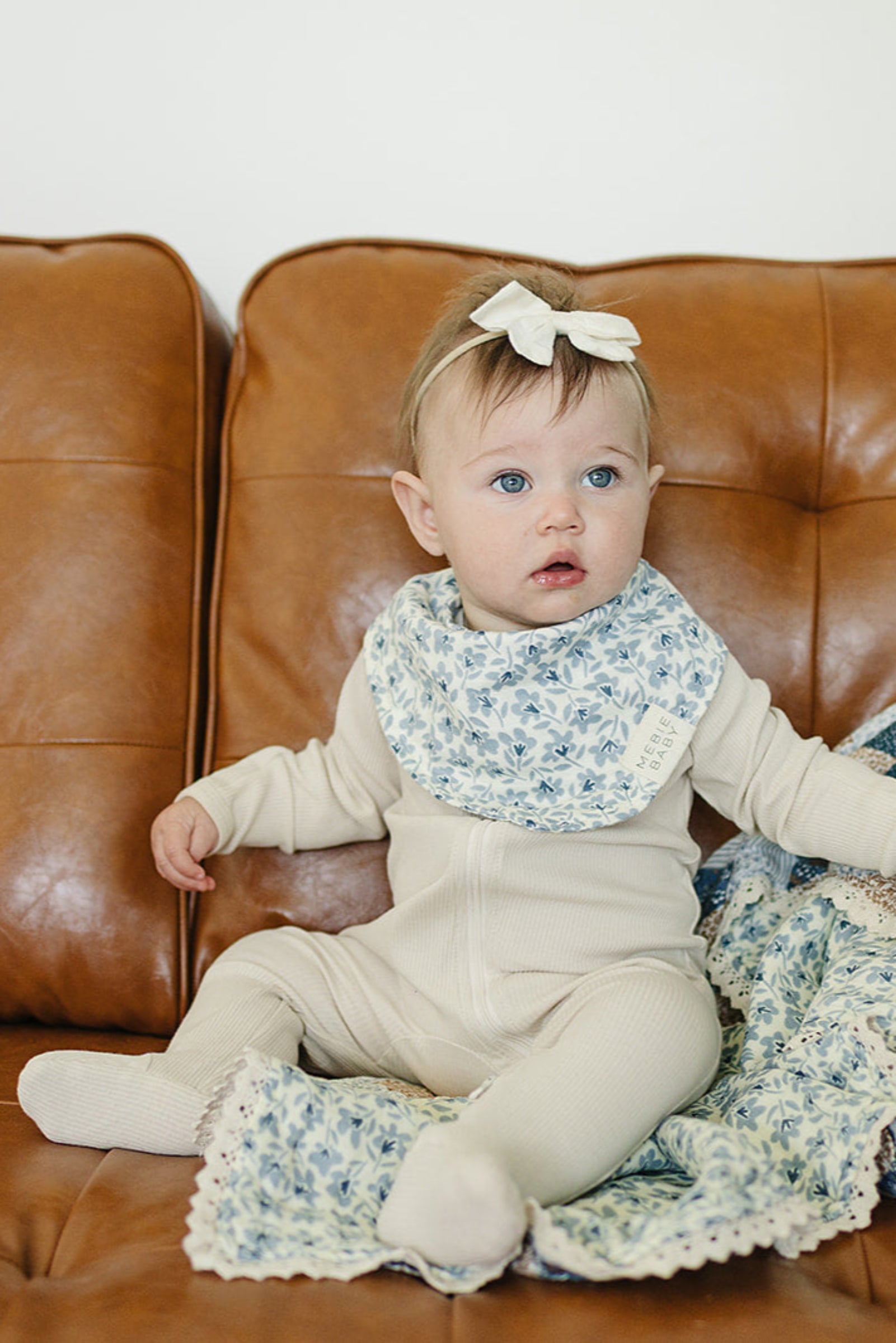 Blue Blossom Classic Muslin Bib, 100% Cotton, Modern, Baby