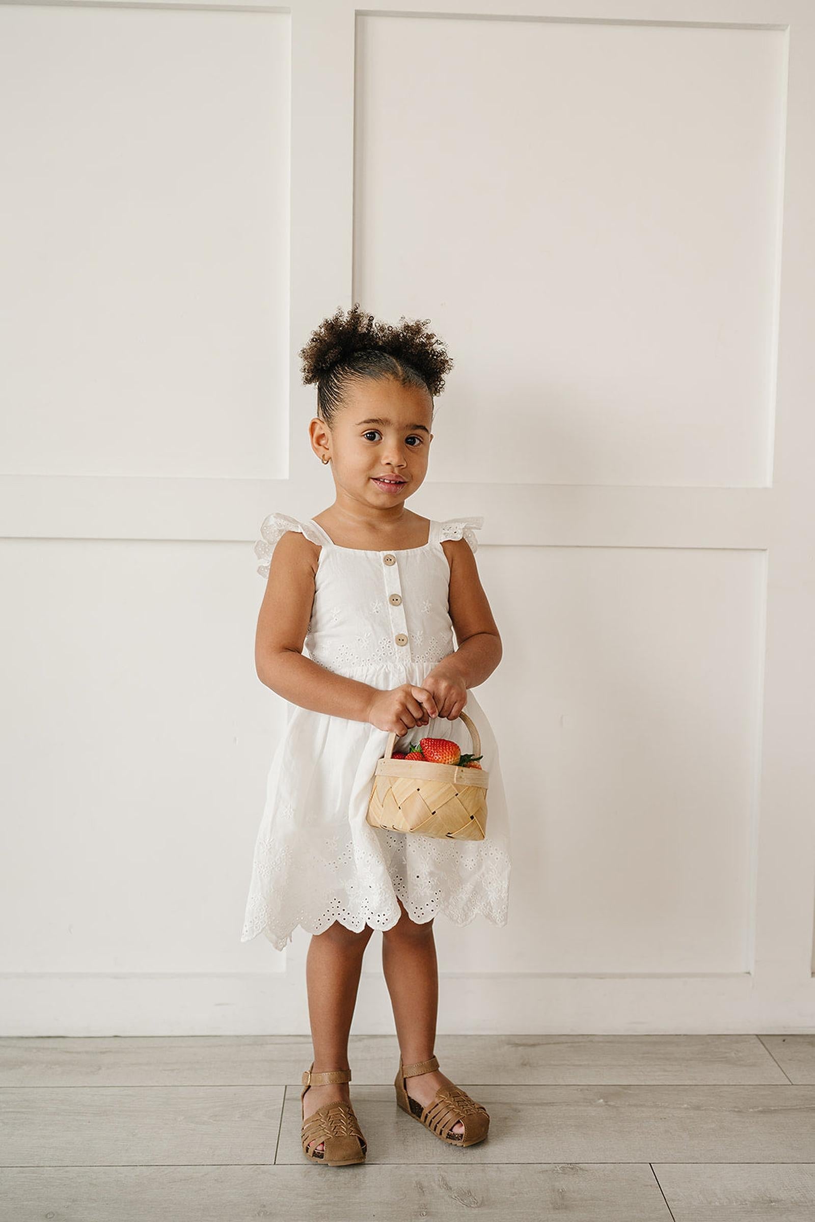 White Eyelet Cotton Dress, Baby - Kids