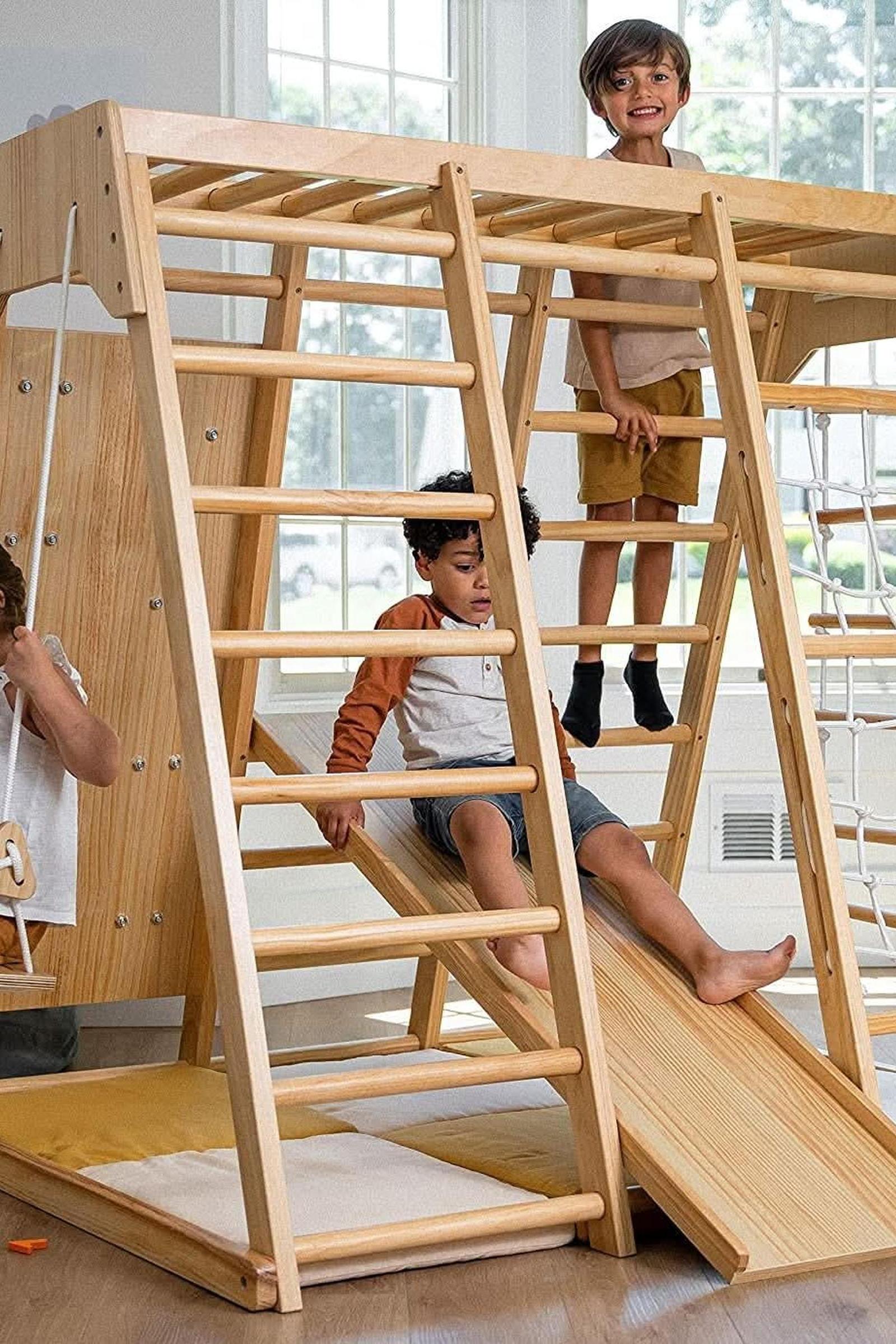 Magnolia - Wooden 7-in-1 Climber, Slide, Gym, Playset, Indoor, New Zealand FSC-certified pinewood