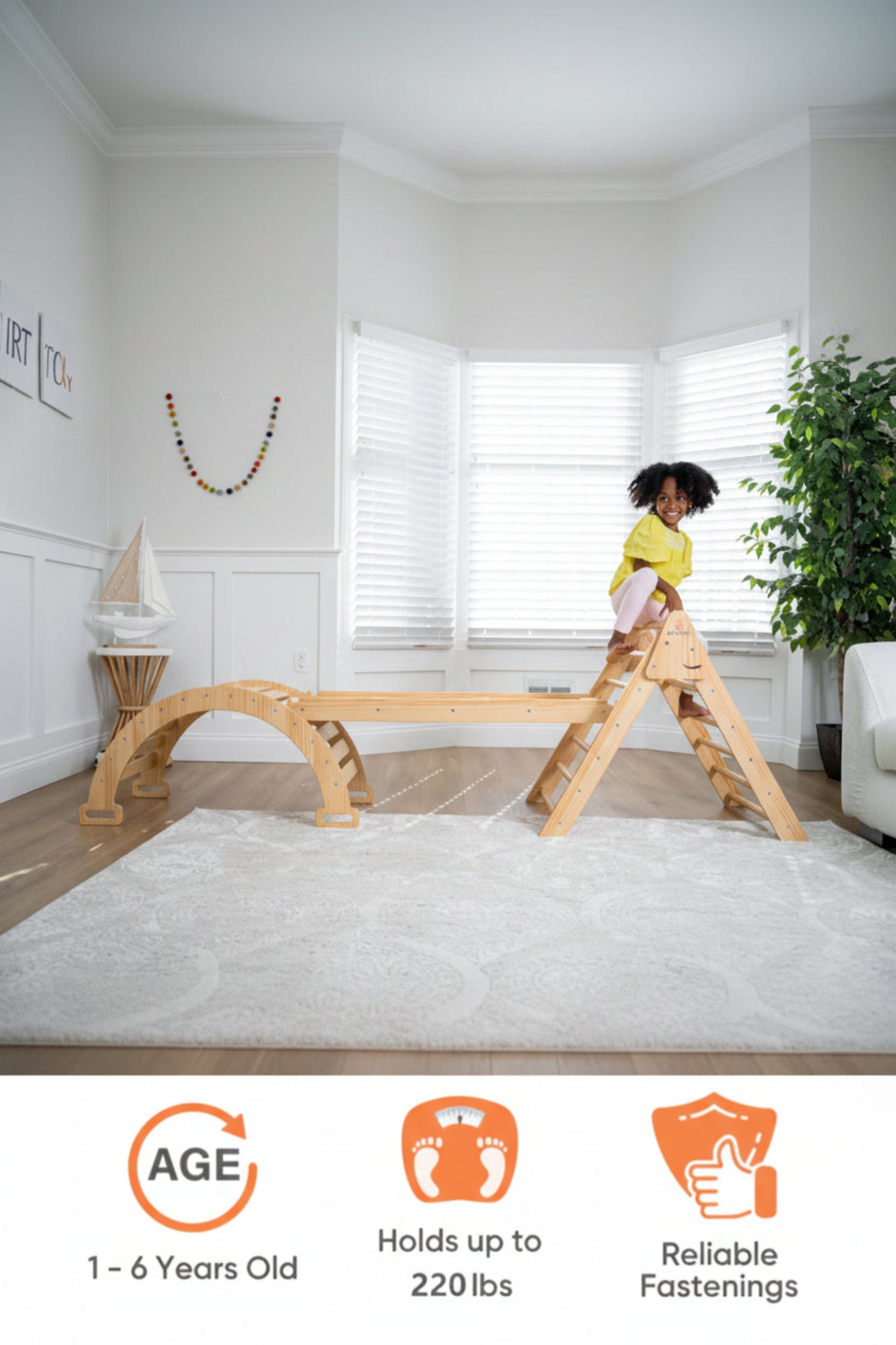 Hazel Baby & Toddler Gym, Pikler Triangle, Slide & Rocker Playset