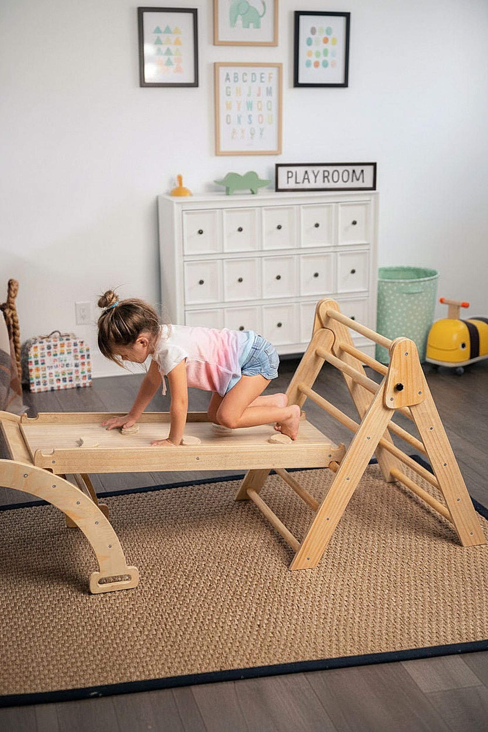 Hazel Baby & Toddler Gym, Pikler Triangle, Slide & Rocker Playset
