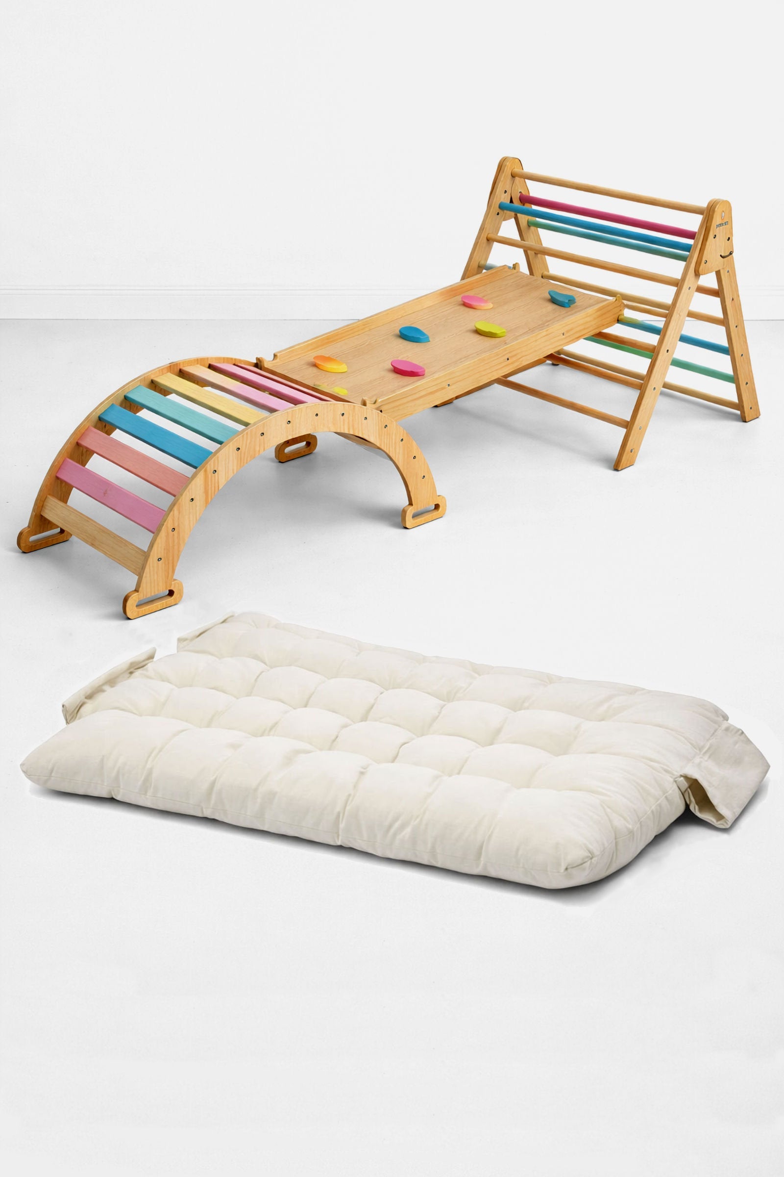Hazel Baby & Toddler Gym Playset, Pikler Triangle, Slide & Rocker, Thick Rocker Cushion