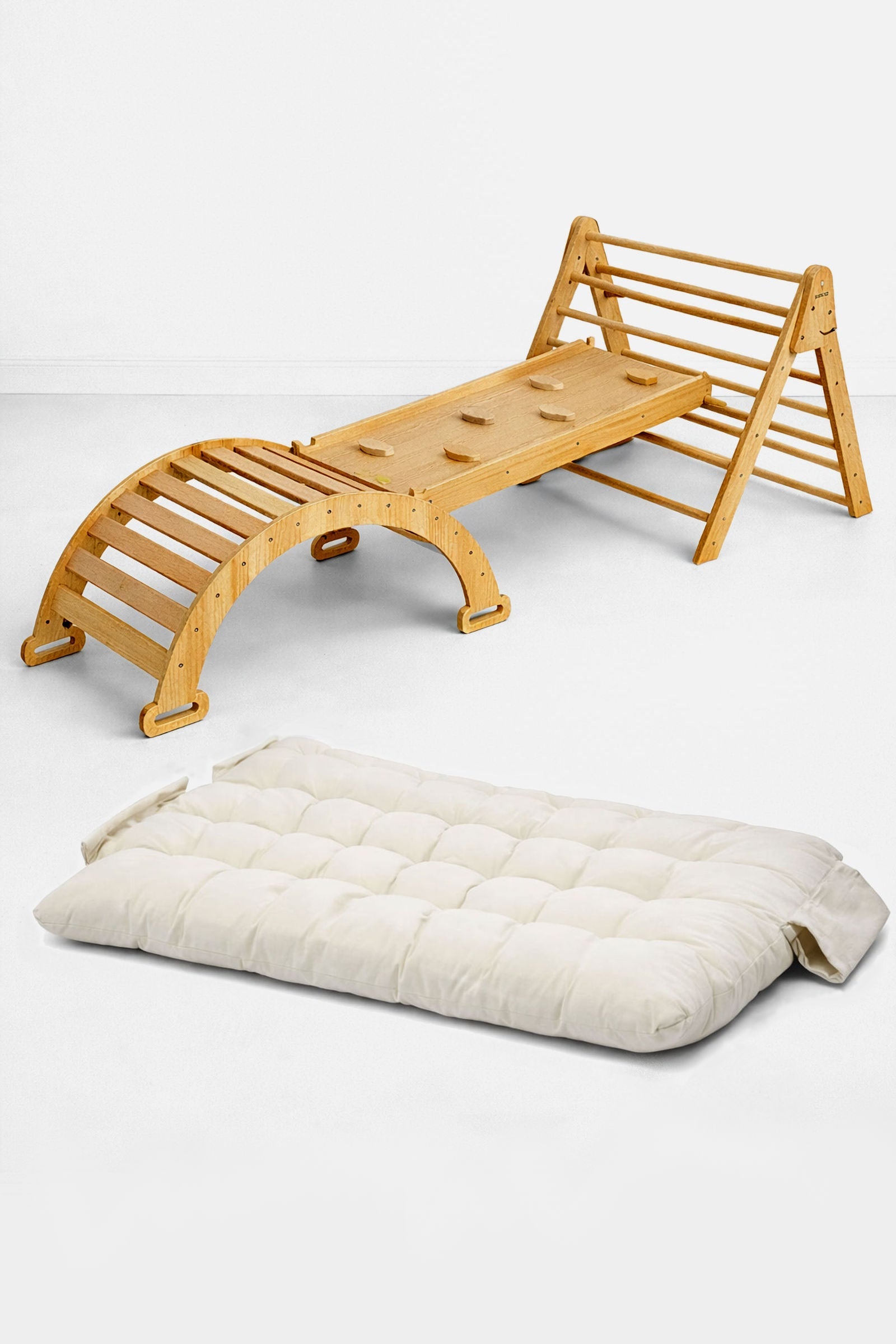 Hazel Baby & Toddler Gym Playset, Pikler Triangle, Slide & Rocker, Thick Rocker Cushion