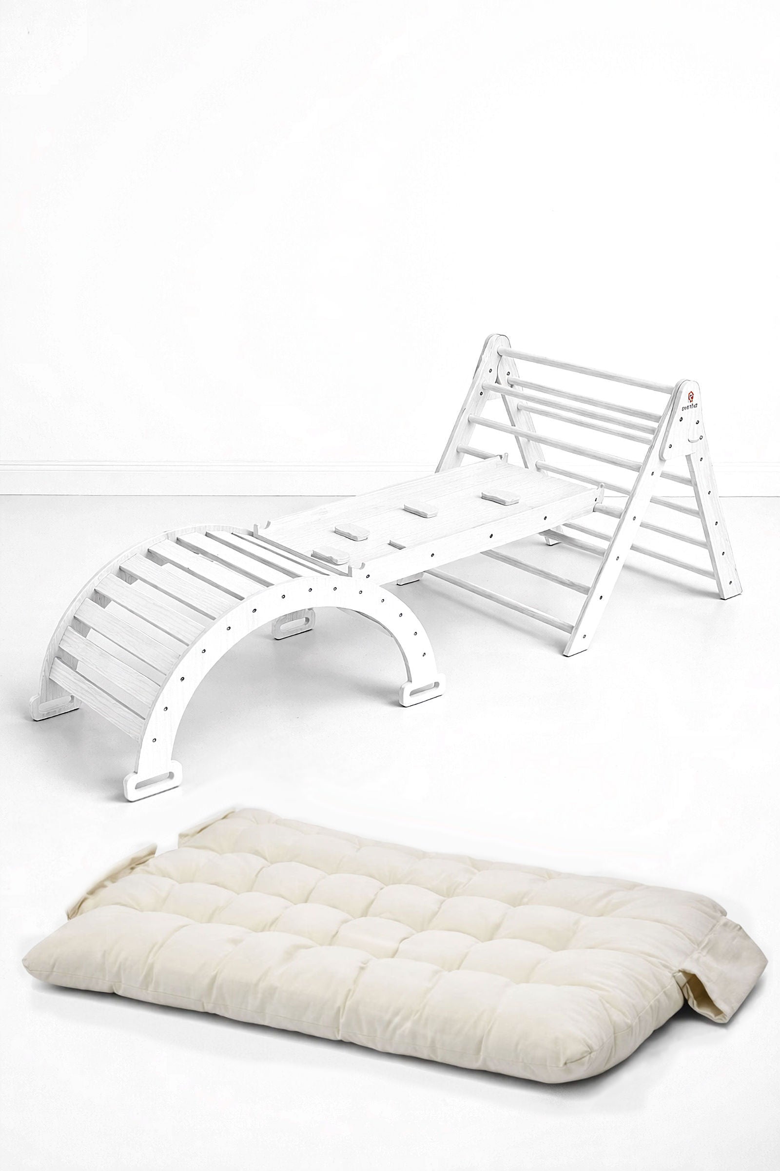 Hazel Baby & Toddler Gym Playset, Pikler Triangle, Slide & Rocker, Thick Rocker Cushion