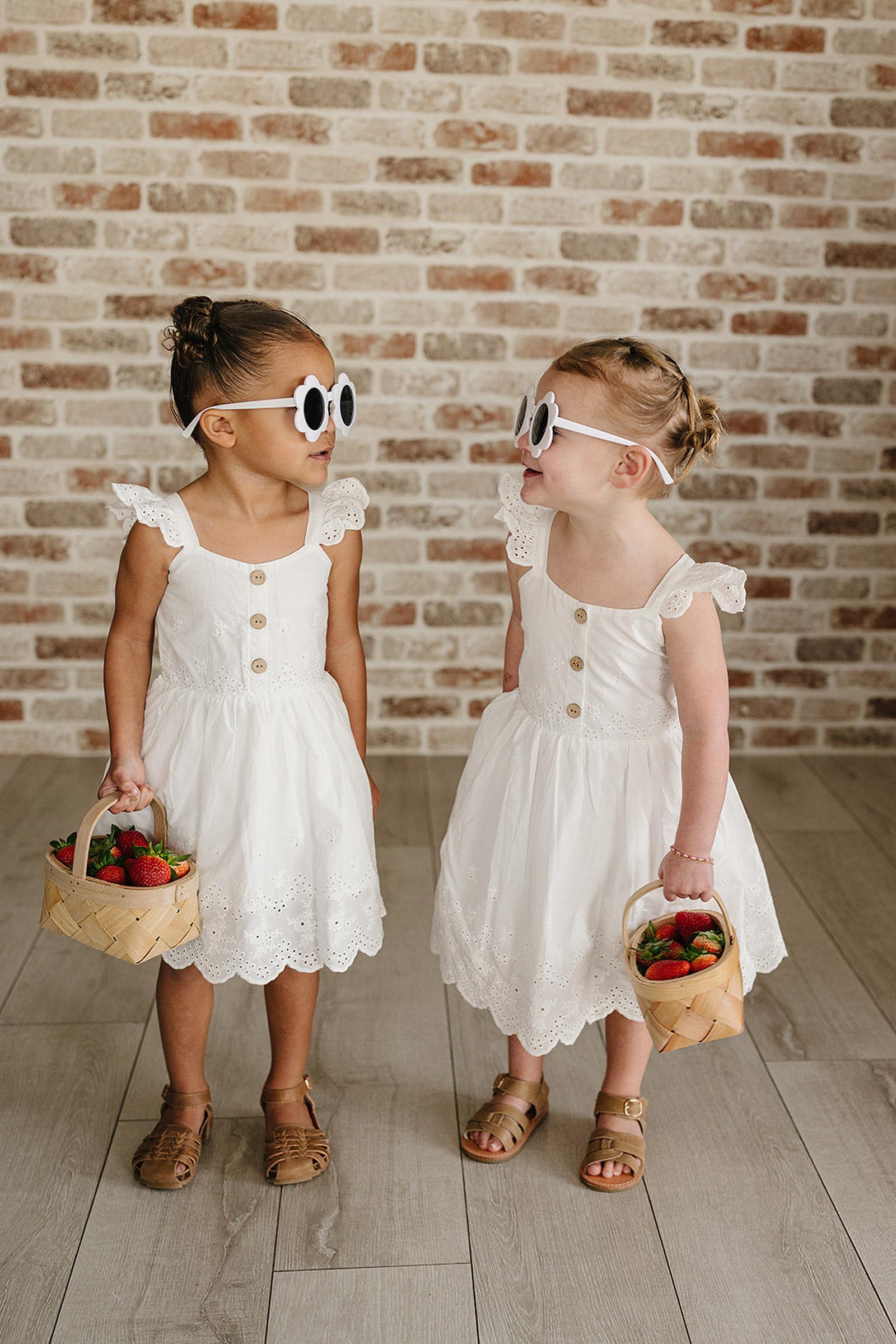 White Eyelet Cotton Dress, Baby - Kids