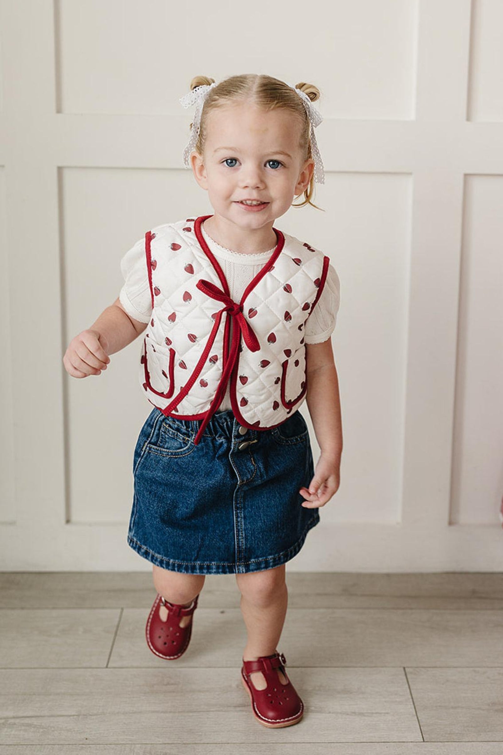 Strawberry Quilted Cotton Vest, Baby - Kids