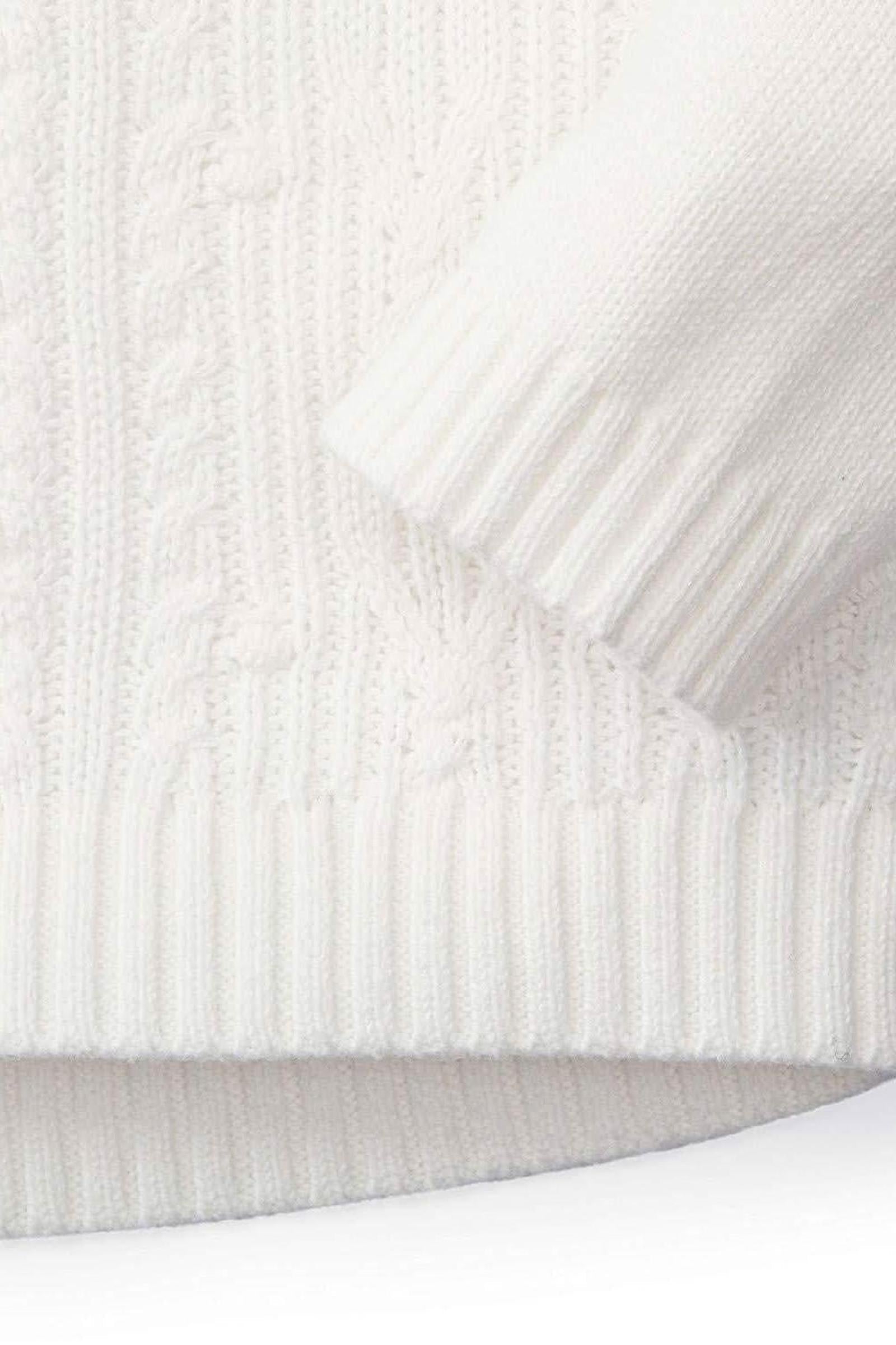 Organic Cotton Cable Knit Button Sweater for Girls, Soft White, Baby