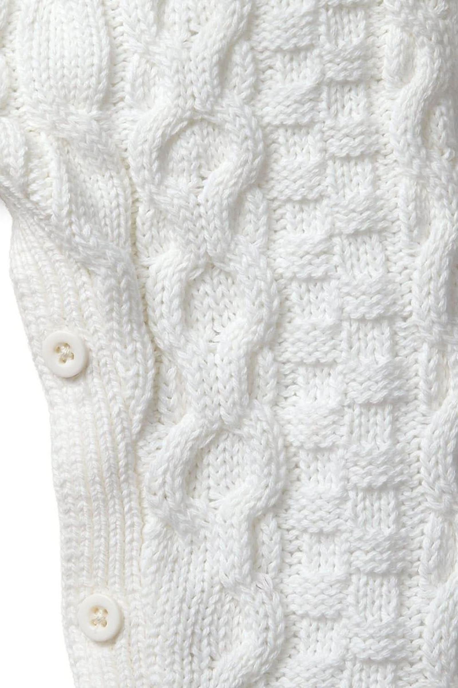 Organic Cotton Cable Knit Sweater Romper for Babies, Soft White