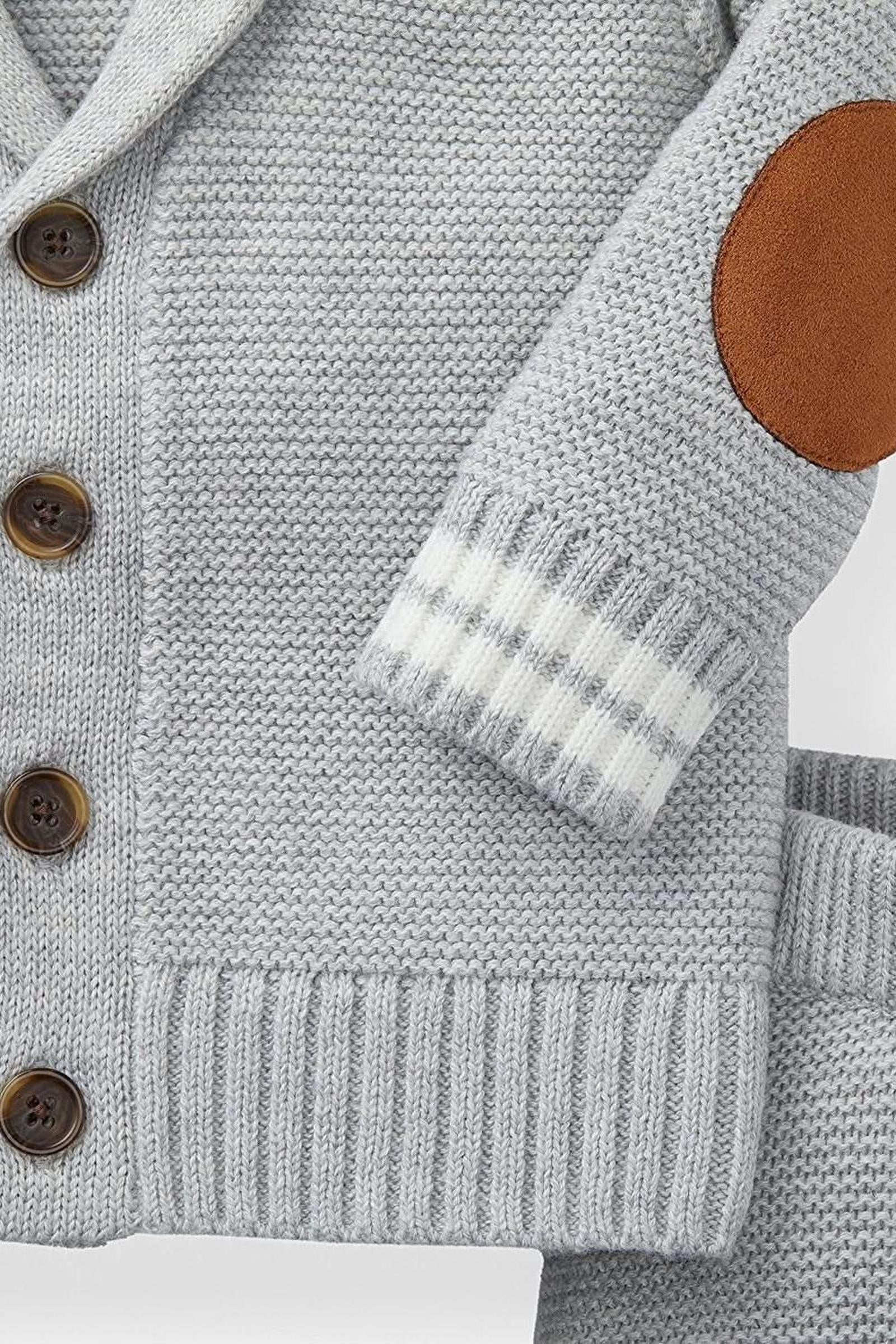 Baby Organic Cardigan and Sweater Legging, Gray Heather, Boxed Gift Set