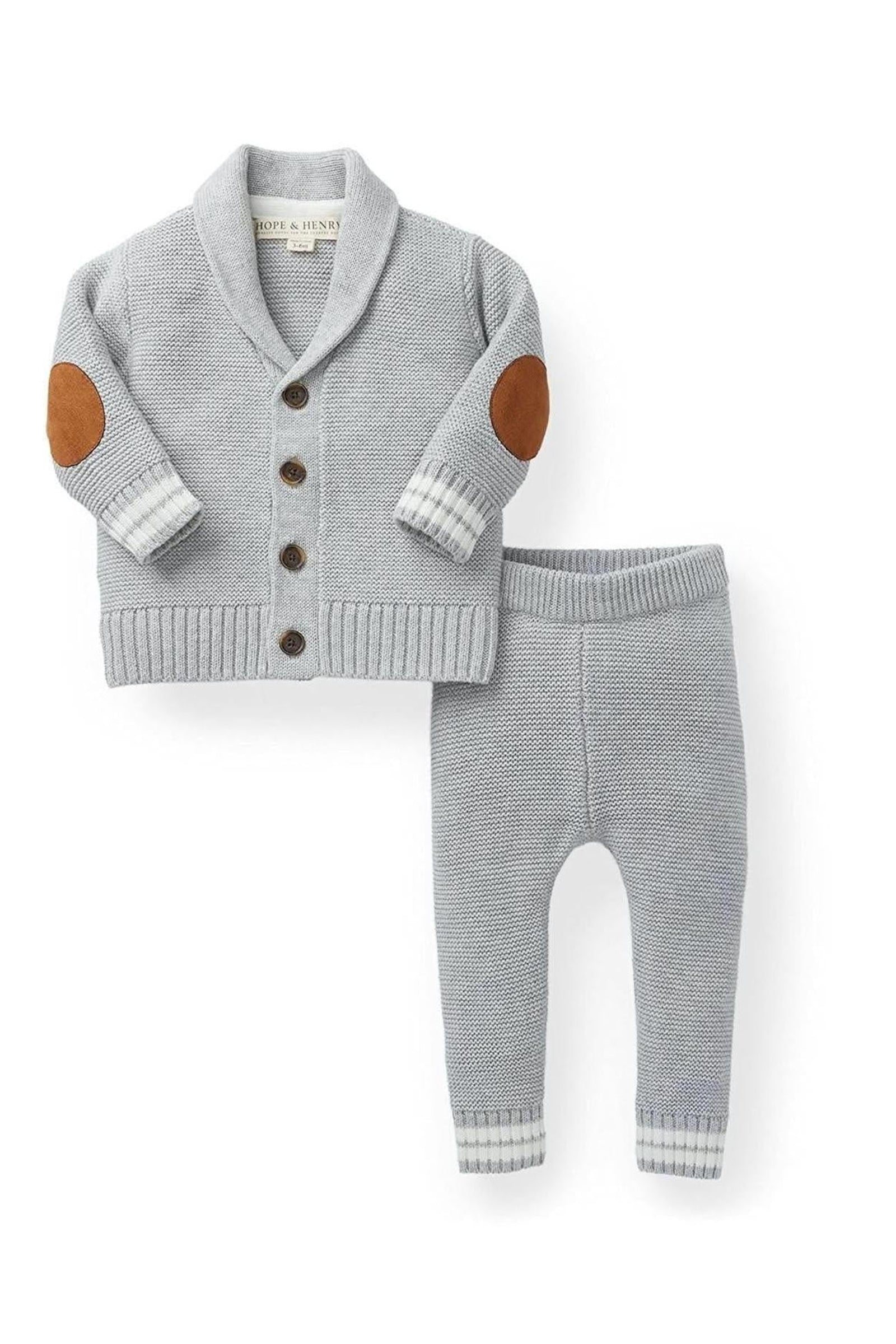 Baby Organic Cardigan and Sweater Legging, Gray Heather, Boxed Gift Set