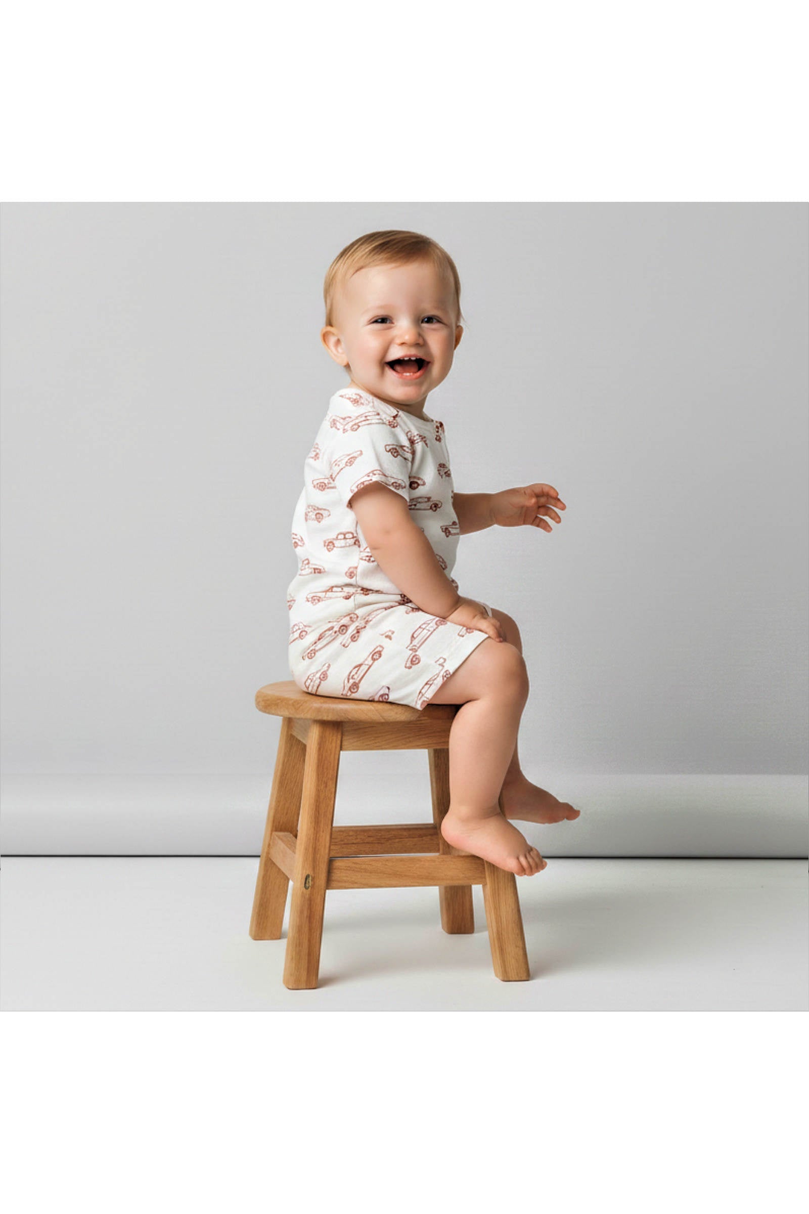 Organic Short Zip Romper - Cars