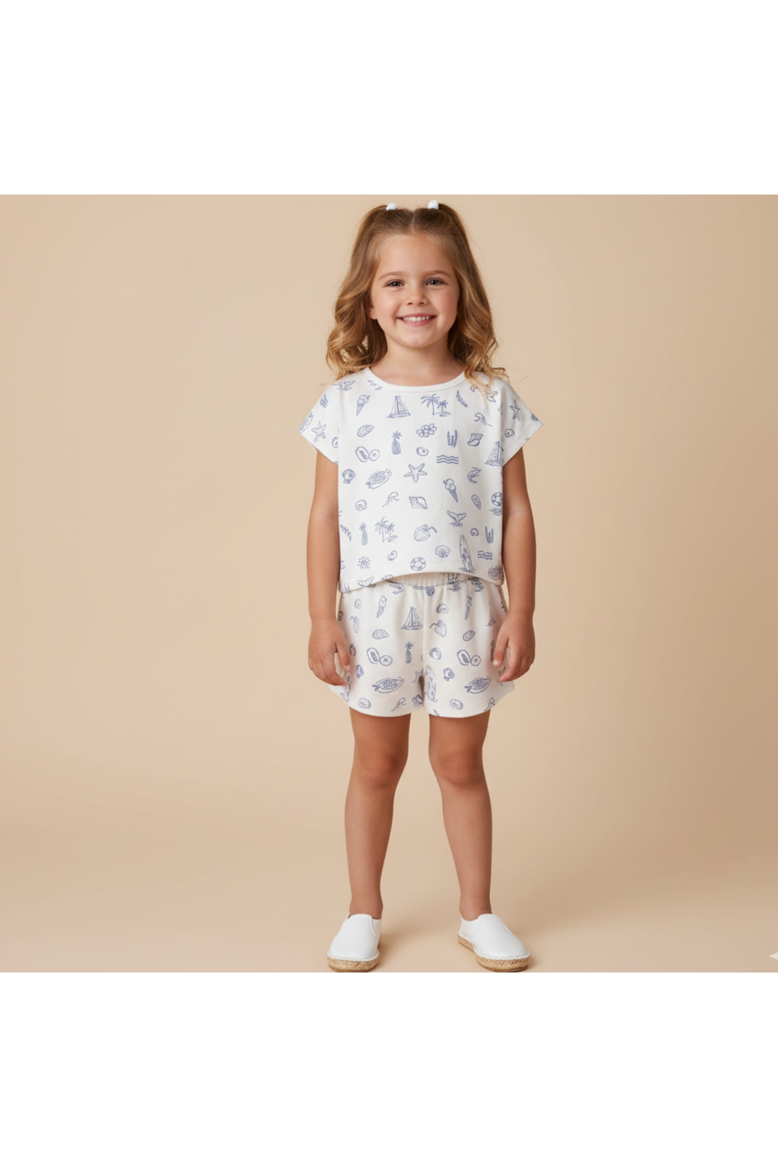 Organic Drop Shoulder Tee & Shorts Set - Coastal