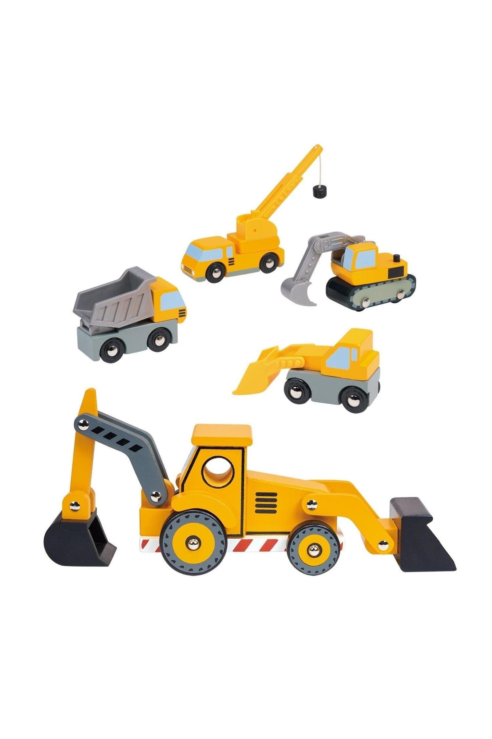 Construction Vehicles Bundle, Backhoe, Crane, Dump Truck, Excavator and Loader
