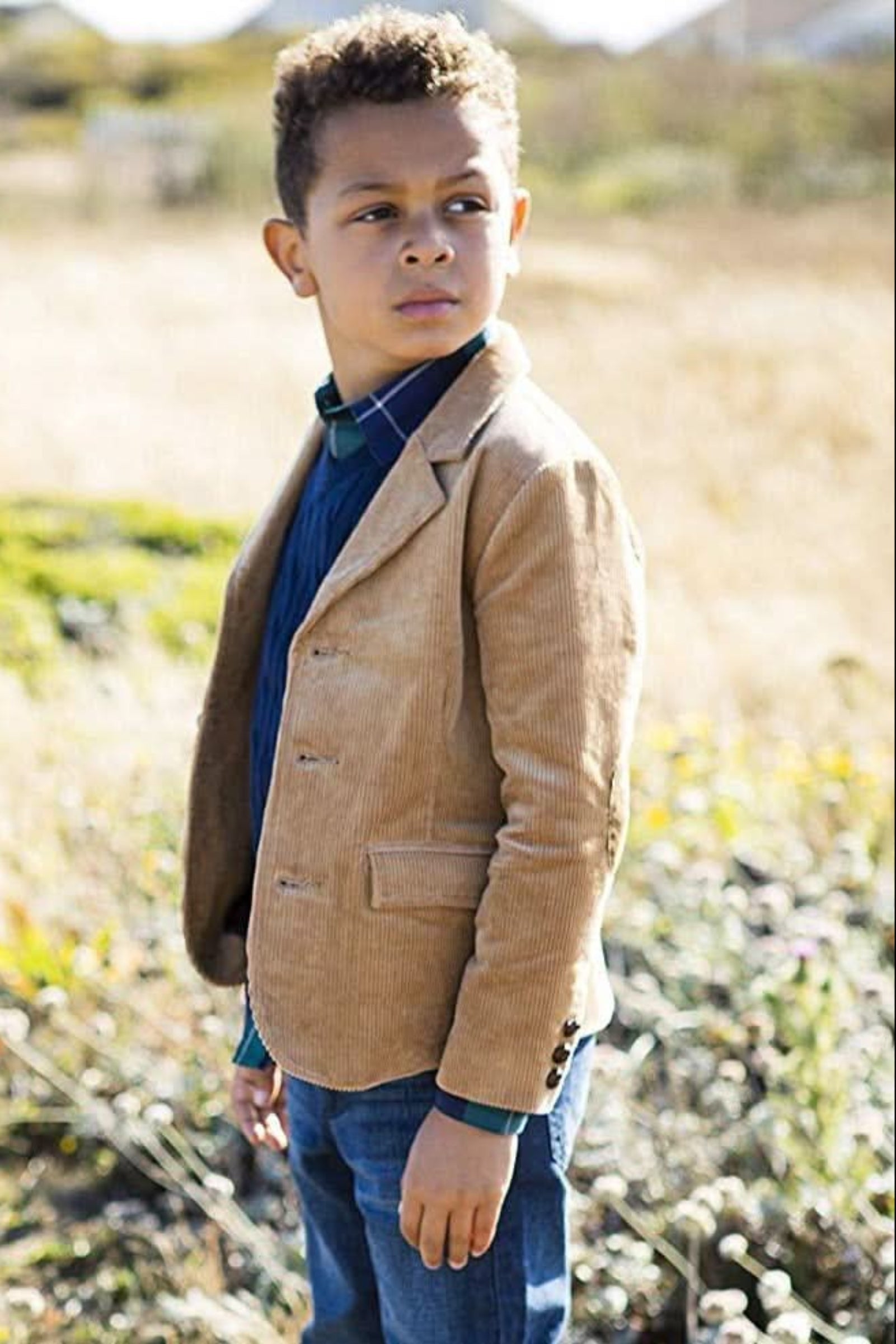 Organic Corduroy Blazer for Boys, Medium Brown, Sizes 2T-12