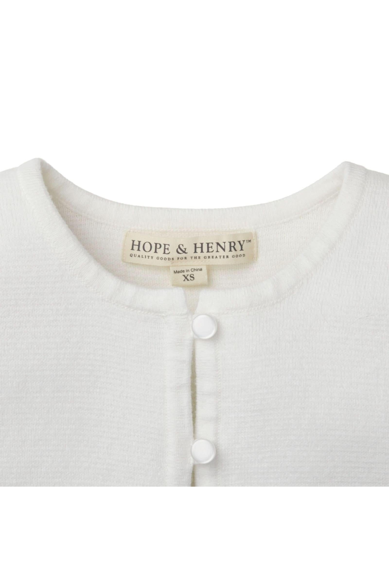 Organic Cotton Cropped Curved Hem Cardigan, White