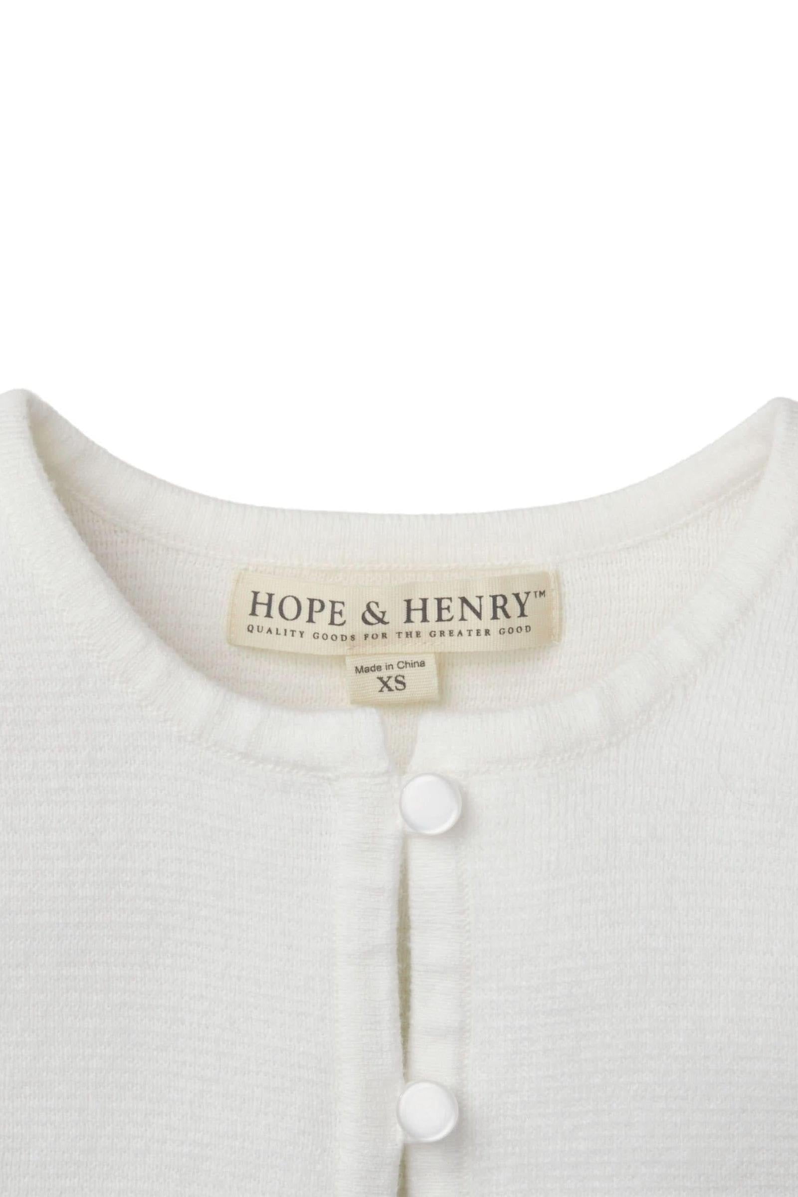Organic Cotton Cropped Curved Hem Cardigan for Baby Girls, White