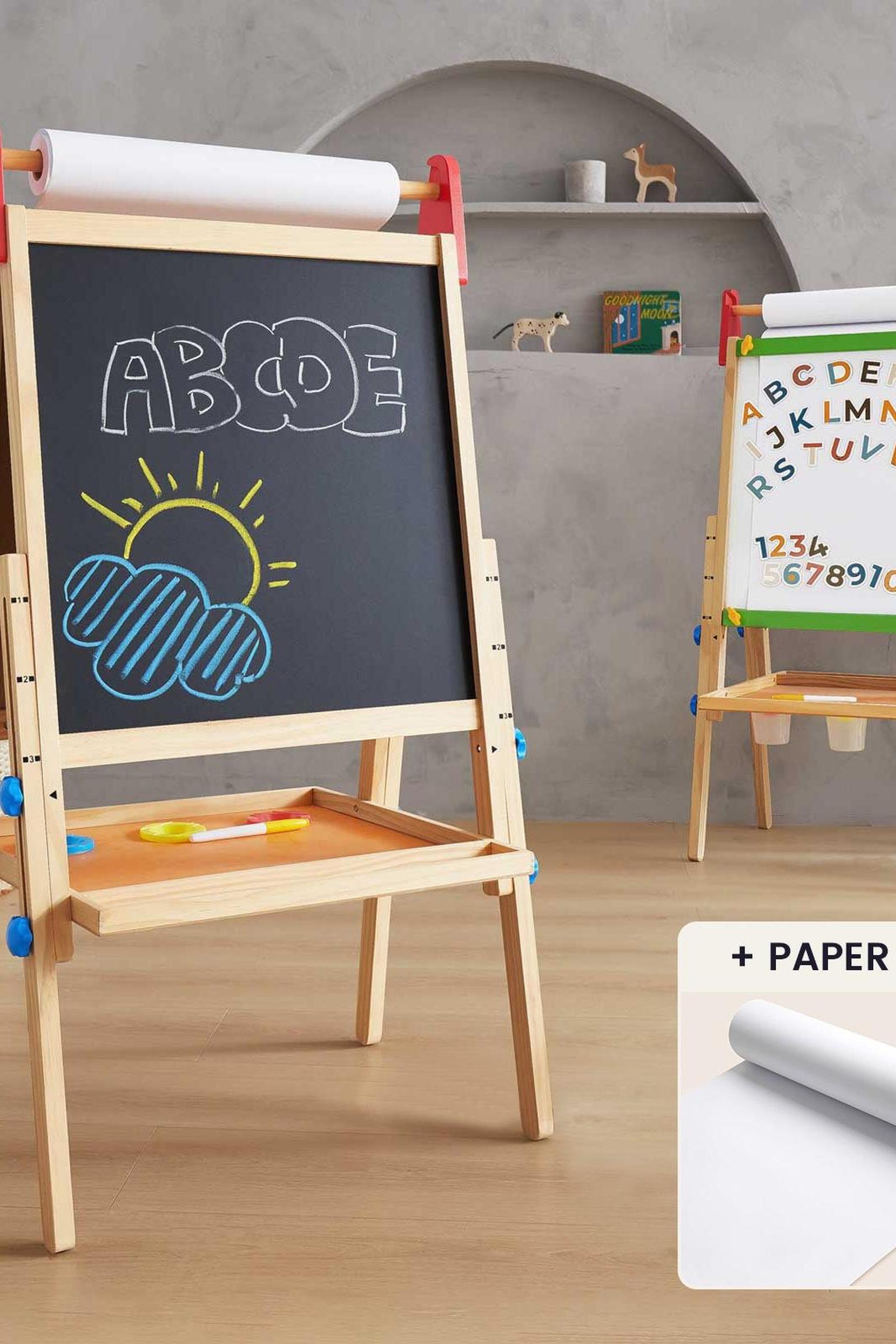 3-in-1 Art Easel, for Kids, Chalk Board, Magnetic Whiteboard, Art Paper Holder