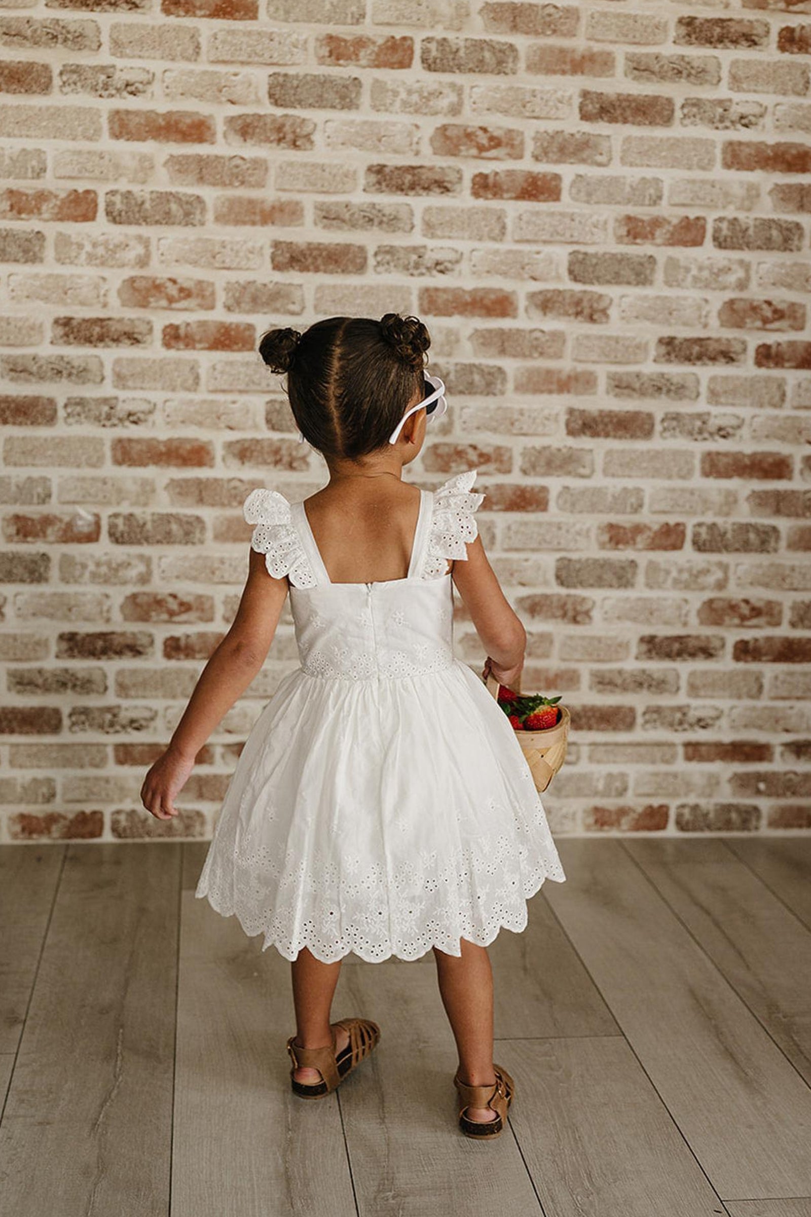 White Eyelet Cotton Dress, Baby - Kids