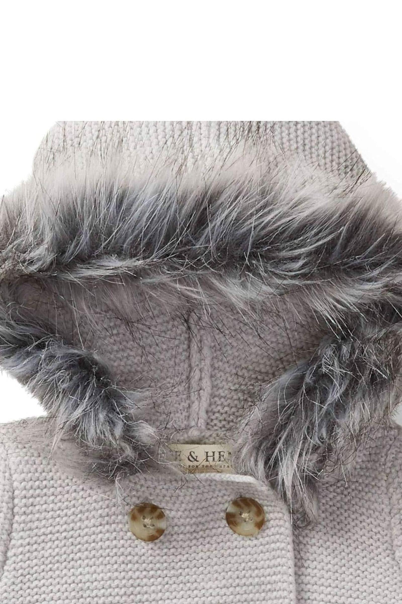 Organic Cotton Faux Fur Hooded Sweater & Pants Set for Babies, Light Gray