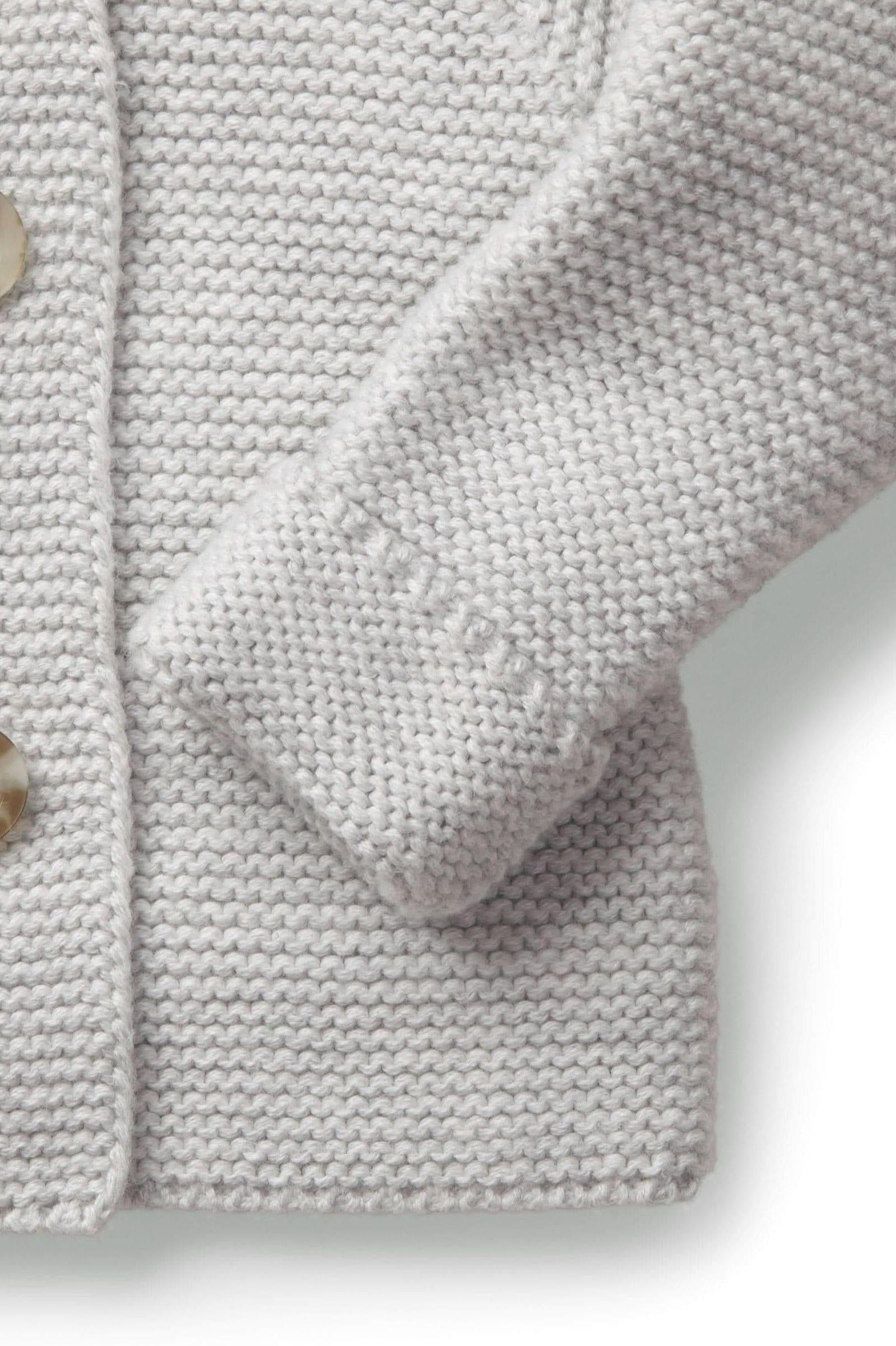 Organic Cotton Faux Fur Hooded Sweater, Light Gray, Baby