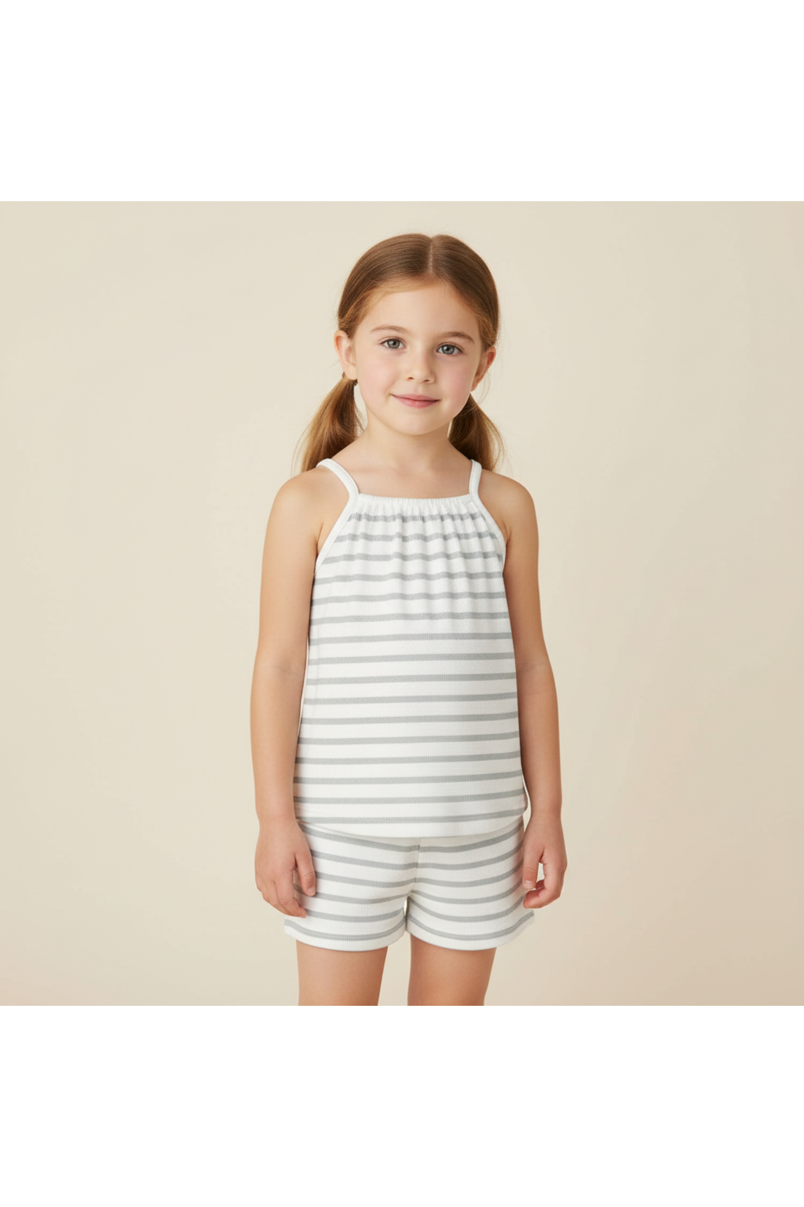 Organic Tank Top & Shorts Set - Fog Stripes