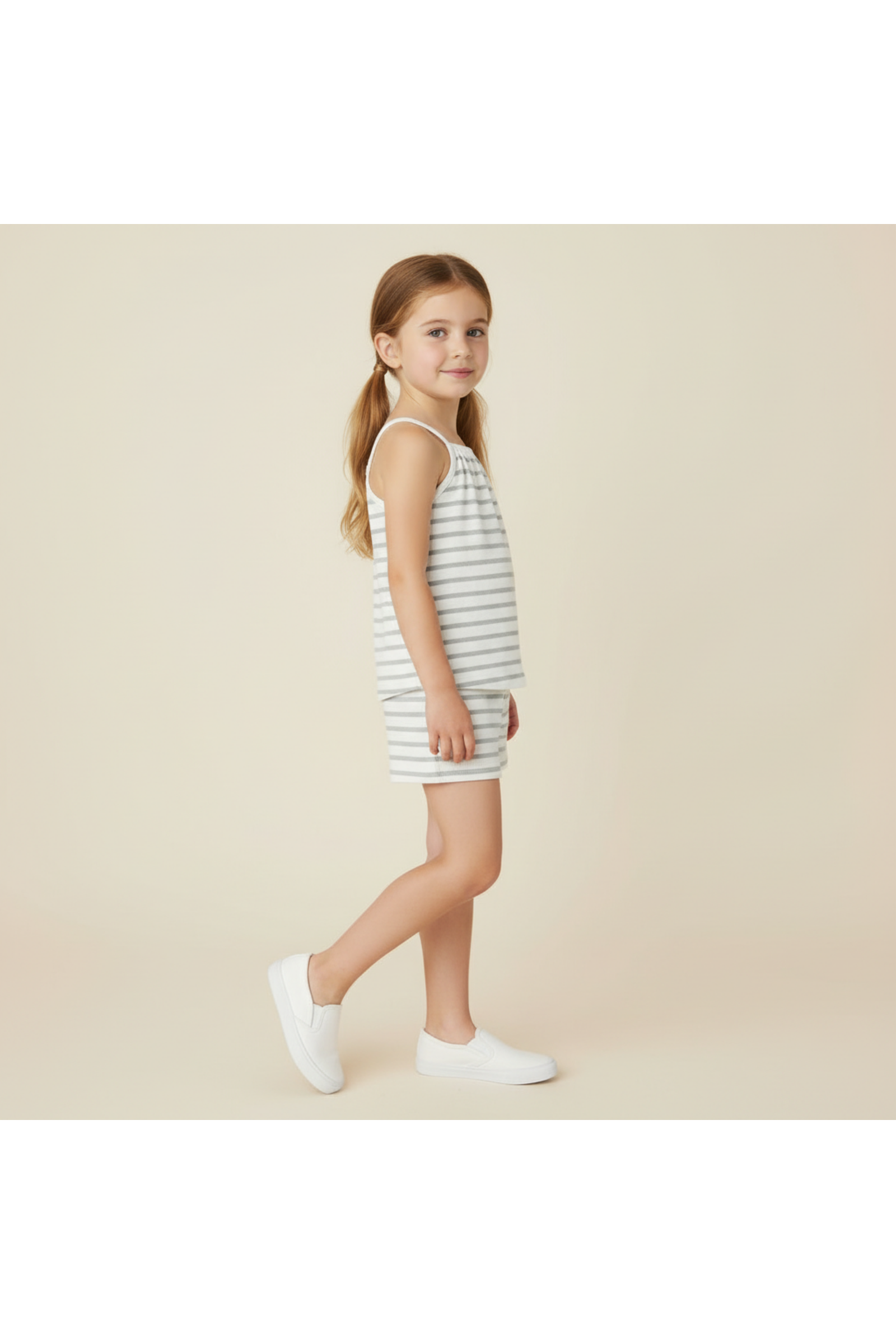 Organic Tank Top & Shorts Set - Fog Stripes