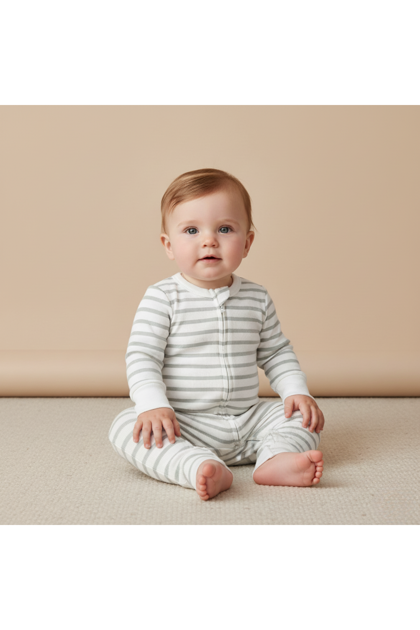 Organic 2-Way Zip Romper - Fog Stripes