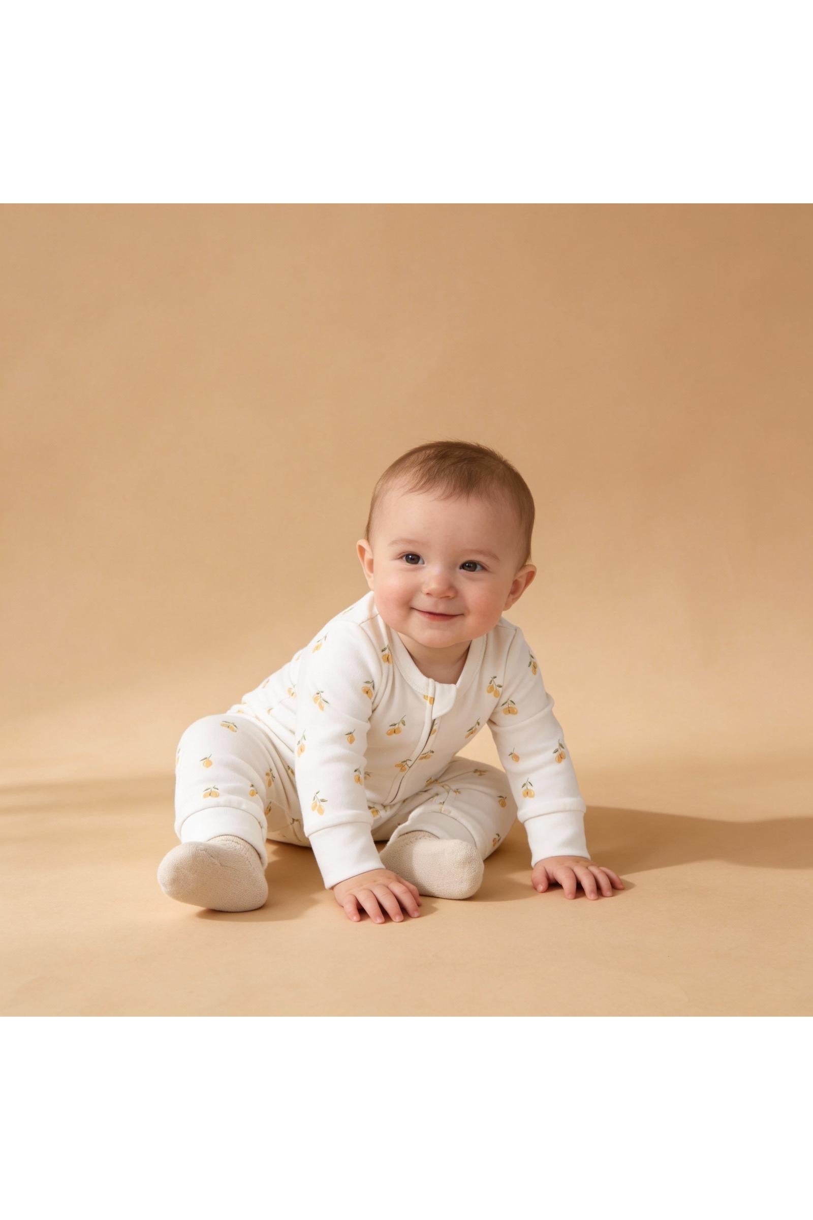 Organic 2-Way Zip Romper - Lemons