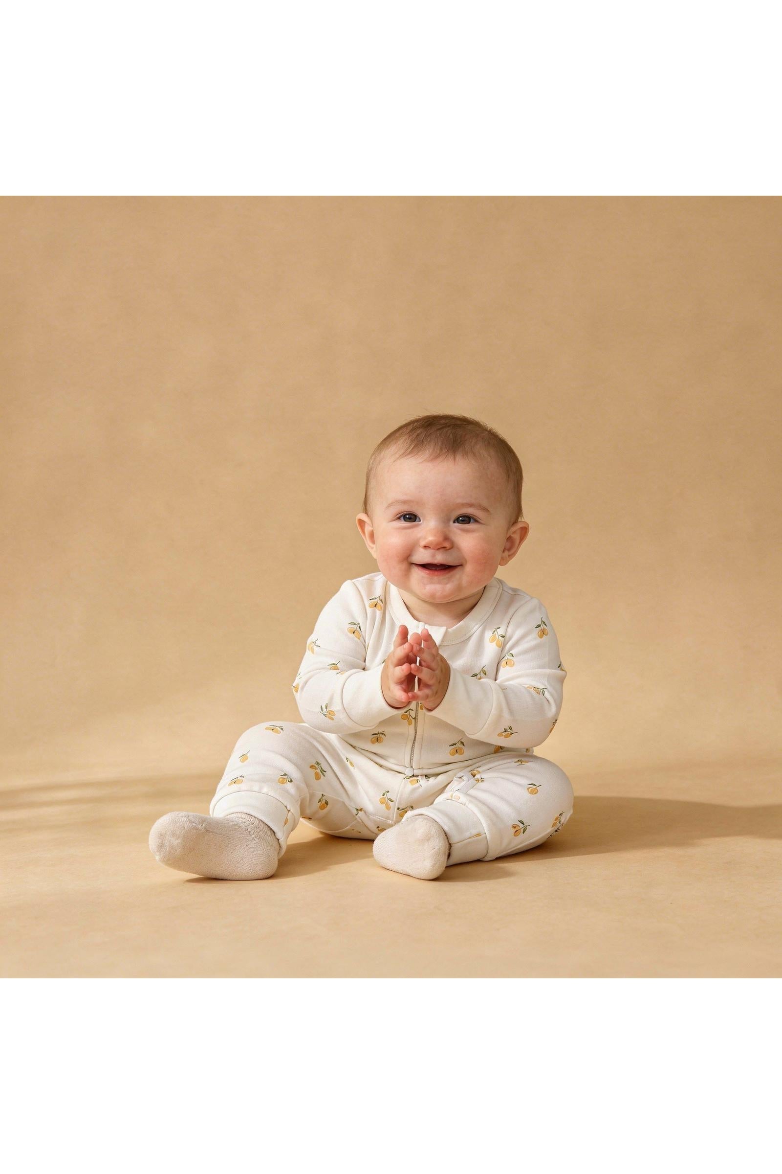 Organic 2-Way Zip Romper - Lemons