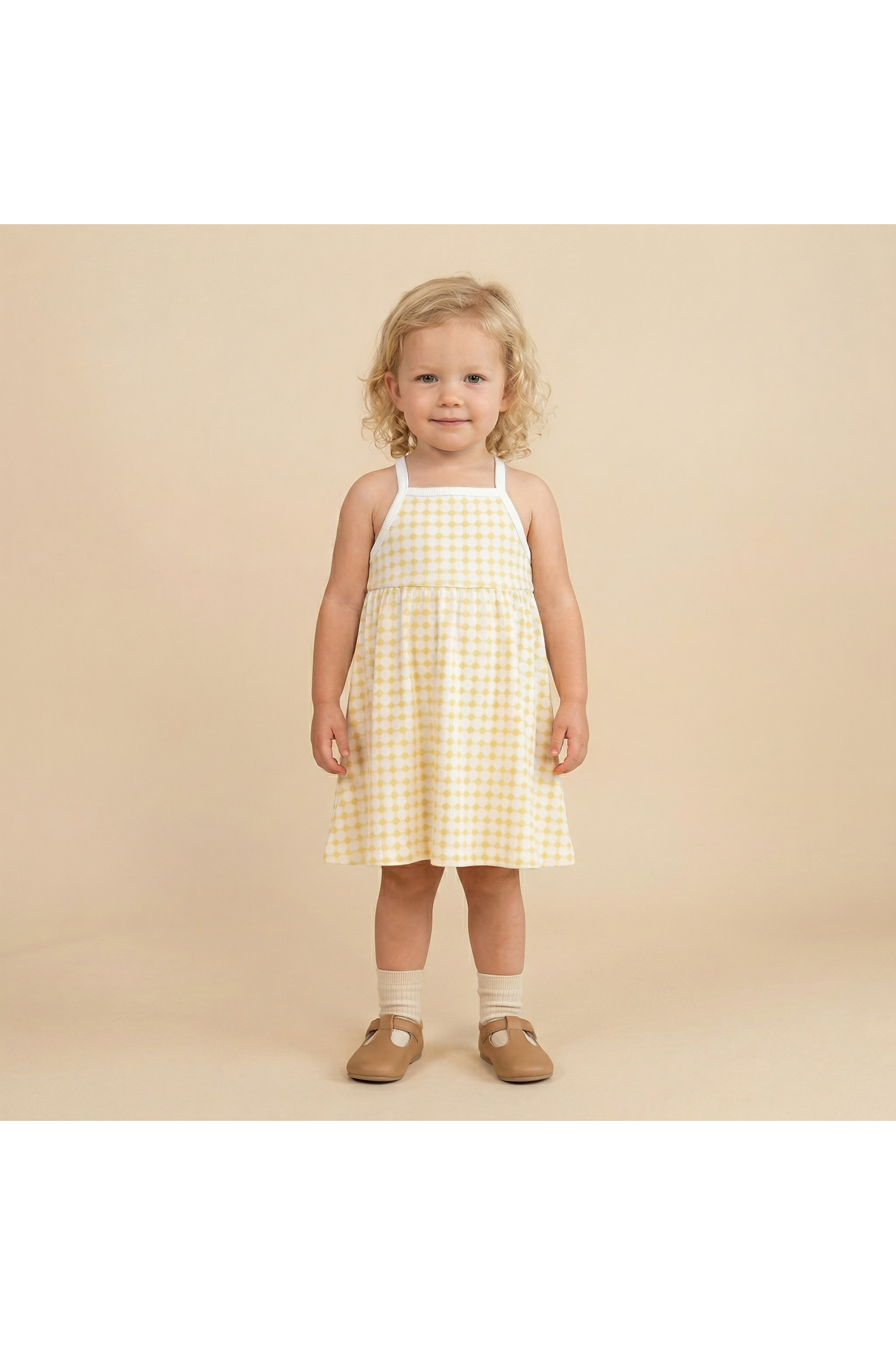 Organic Tie-Back Strap Dress - Dotty Gingham