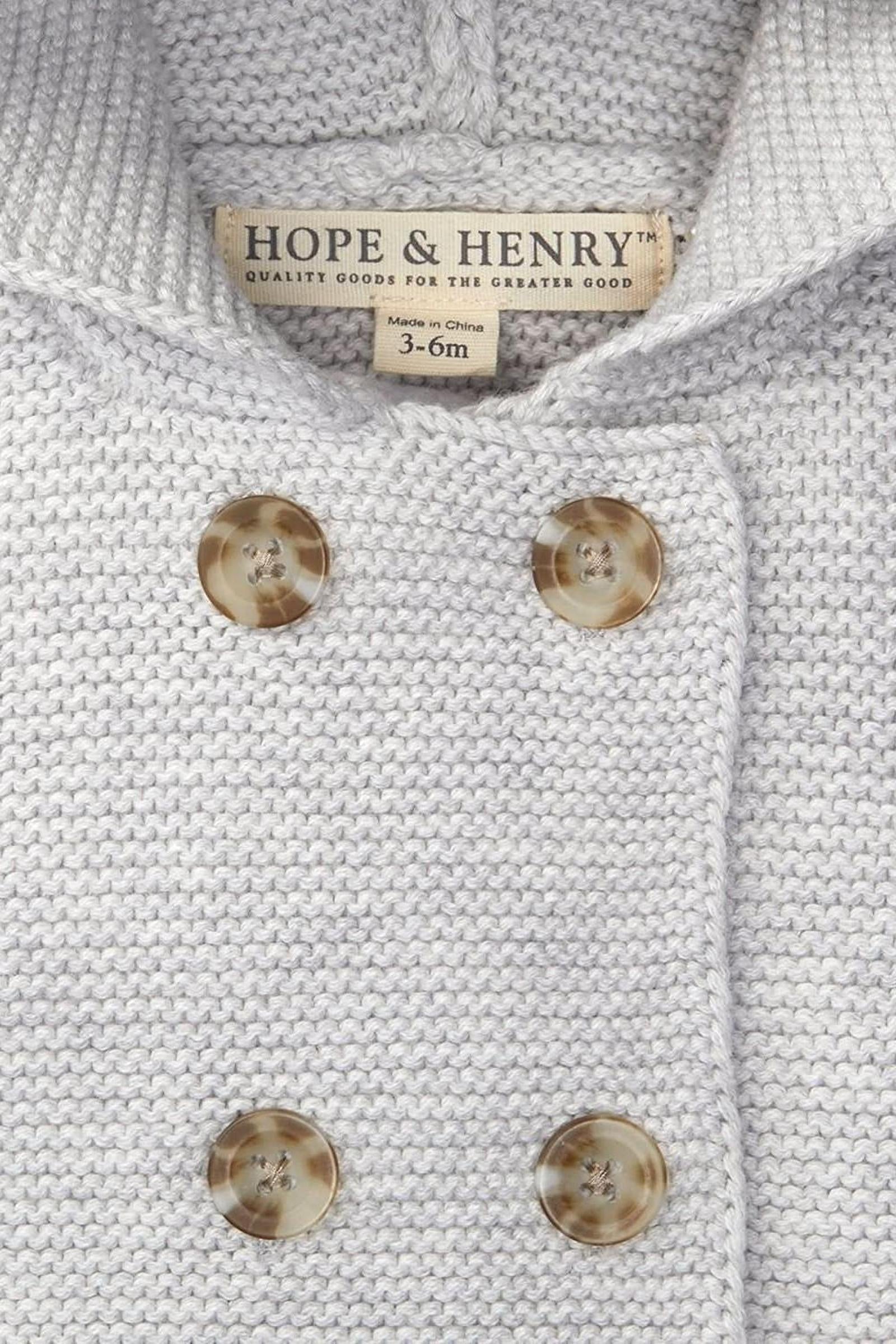 Organic Cotton Hooded Sweater, Light Gray Heather Seed Stitch Knit, Gender Neutral, Baby