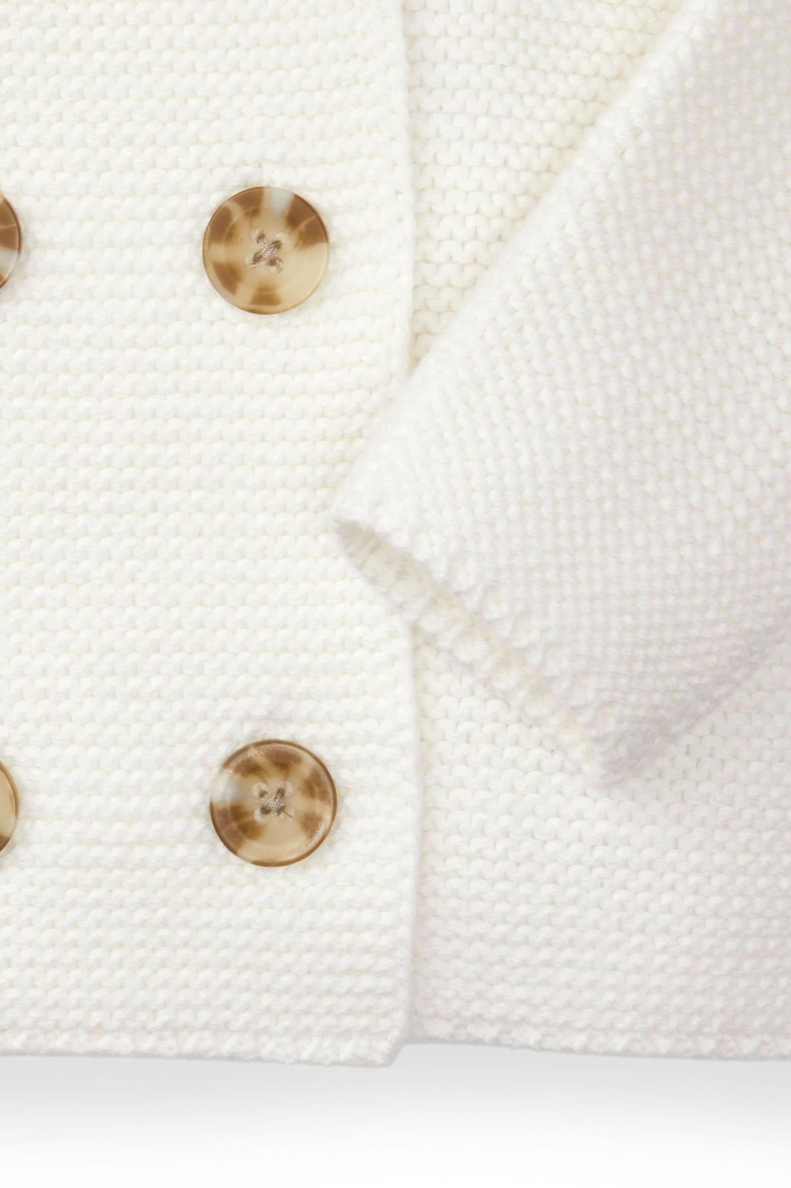Organic Cotton Hooded Sweater, Soft White Seed Stitch Knit, Gender Neutral, Baby
