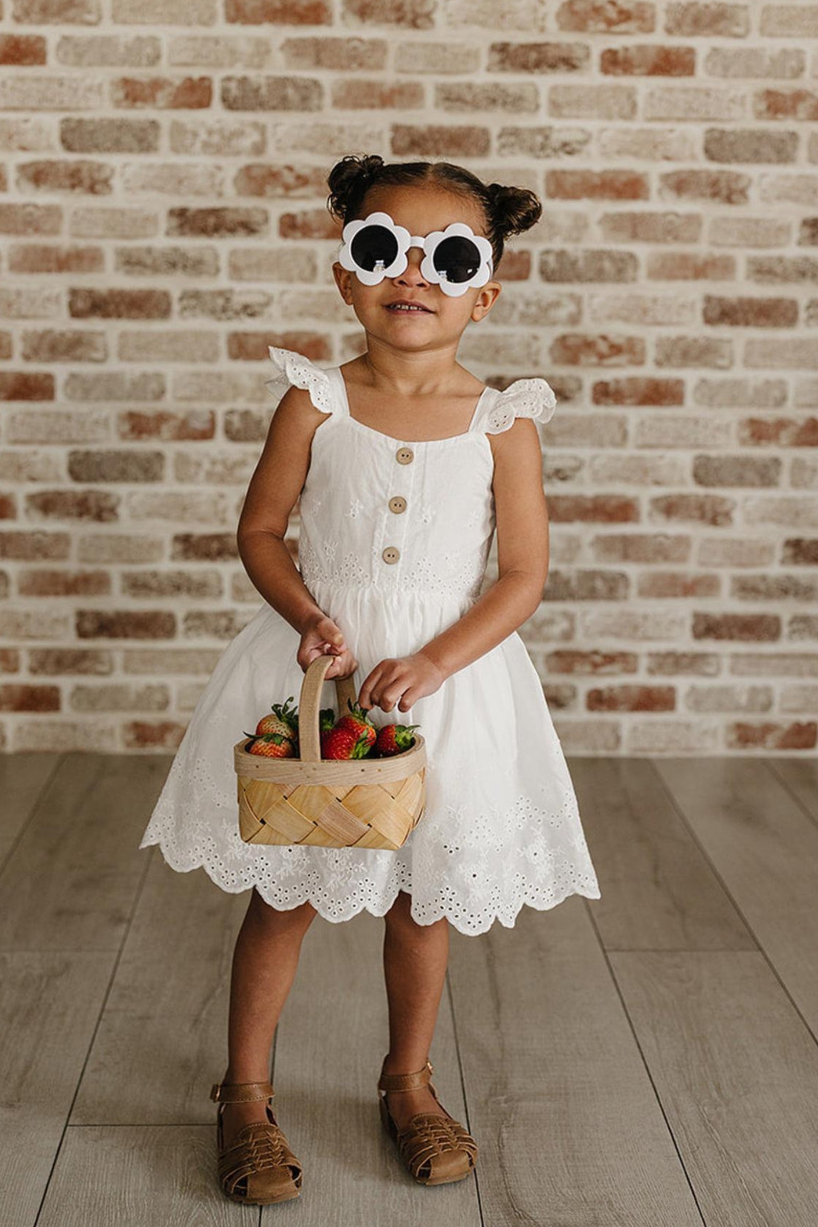 White Eyelet Cotton Dress, Baby - Kids