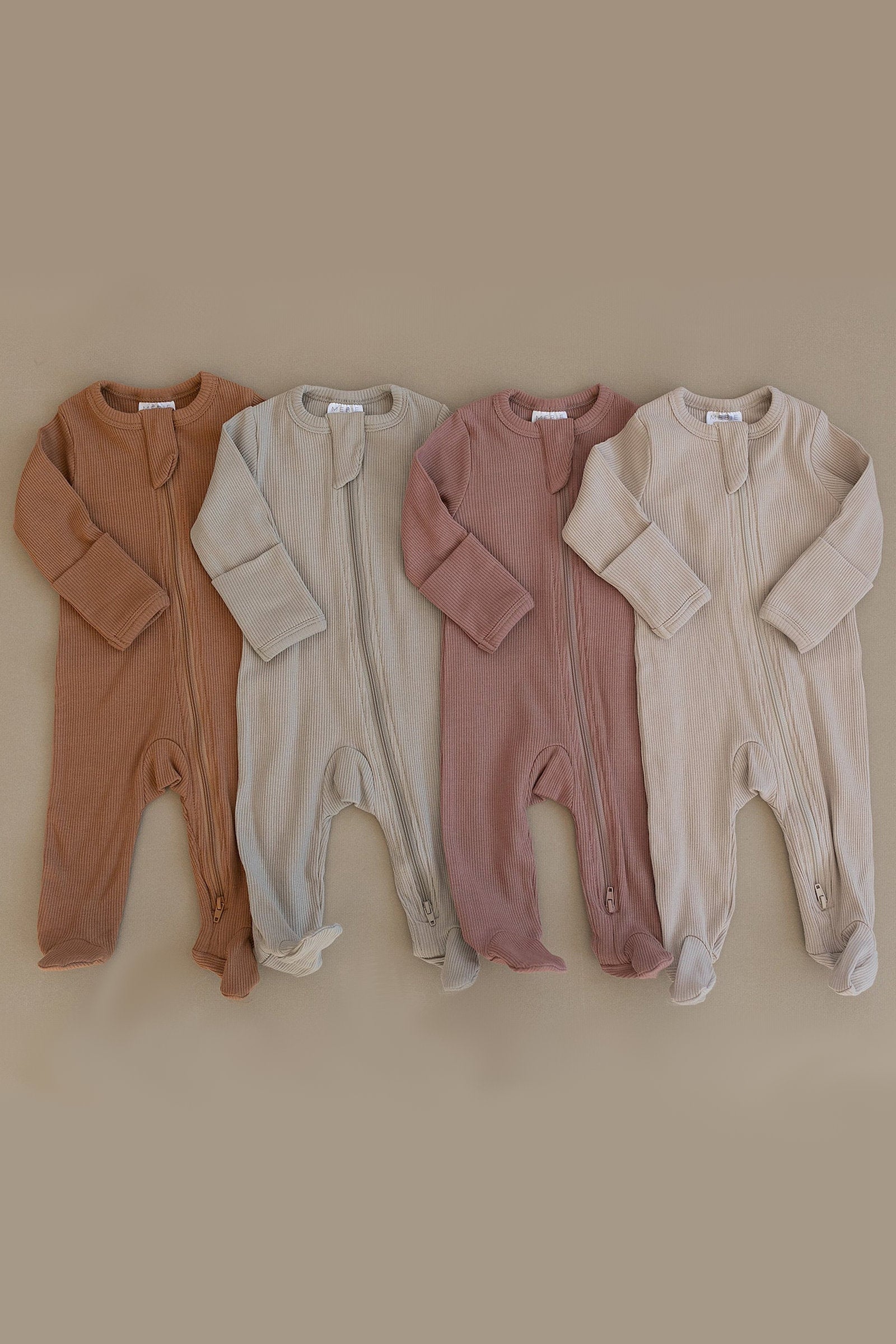 Dusty Rose Ribbed Zipper Footed Pajama, Baby Essentials, Organic Cotton