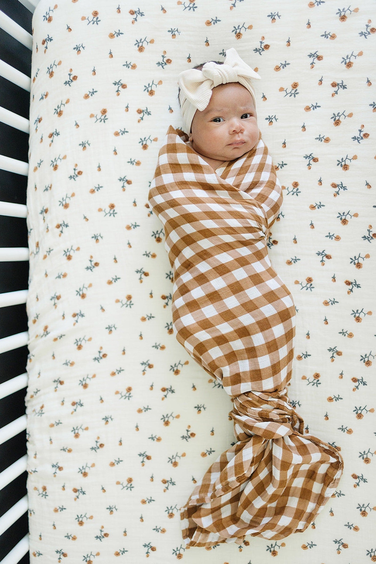 Cream Floral Muslin Crib Sheet, 100% Cotton, Baby Essentials