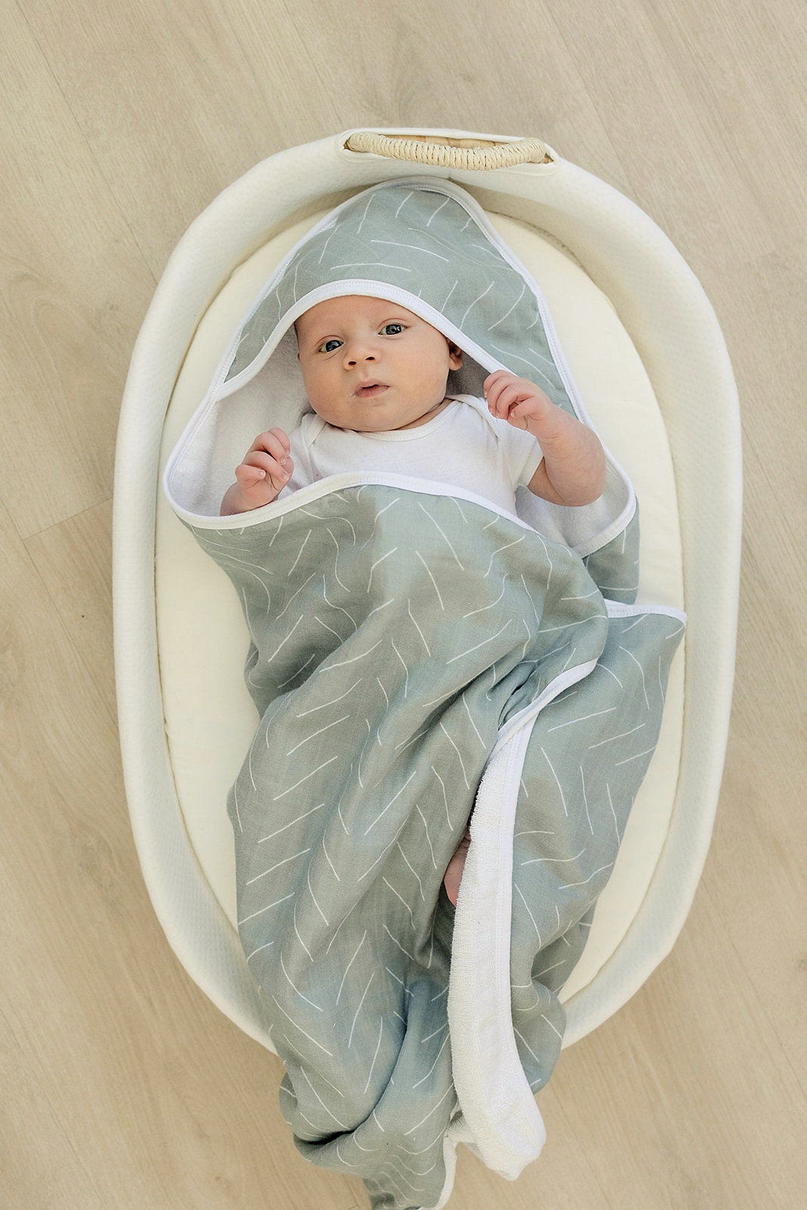 Desert Sage Muslin Hooded Towel, 100% Cotton, Baby Essentials