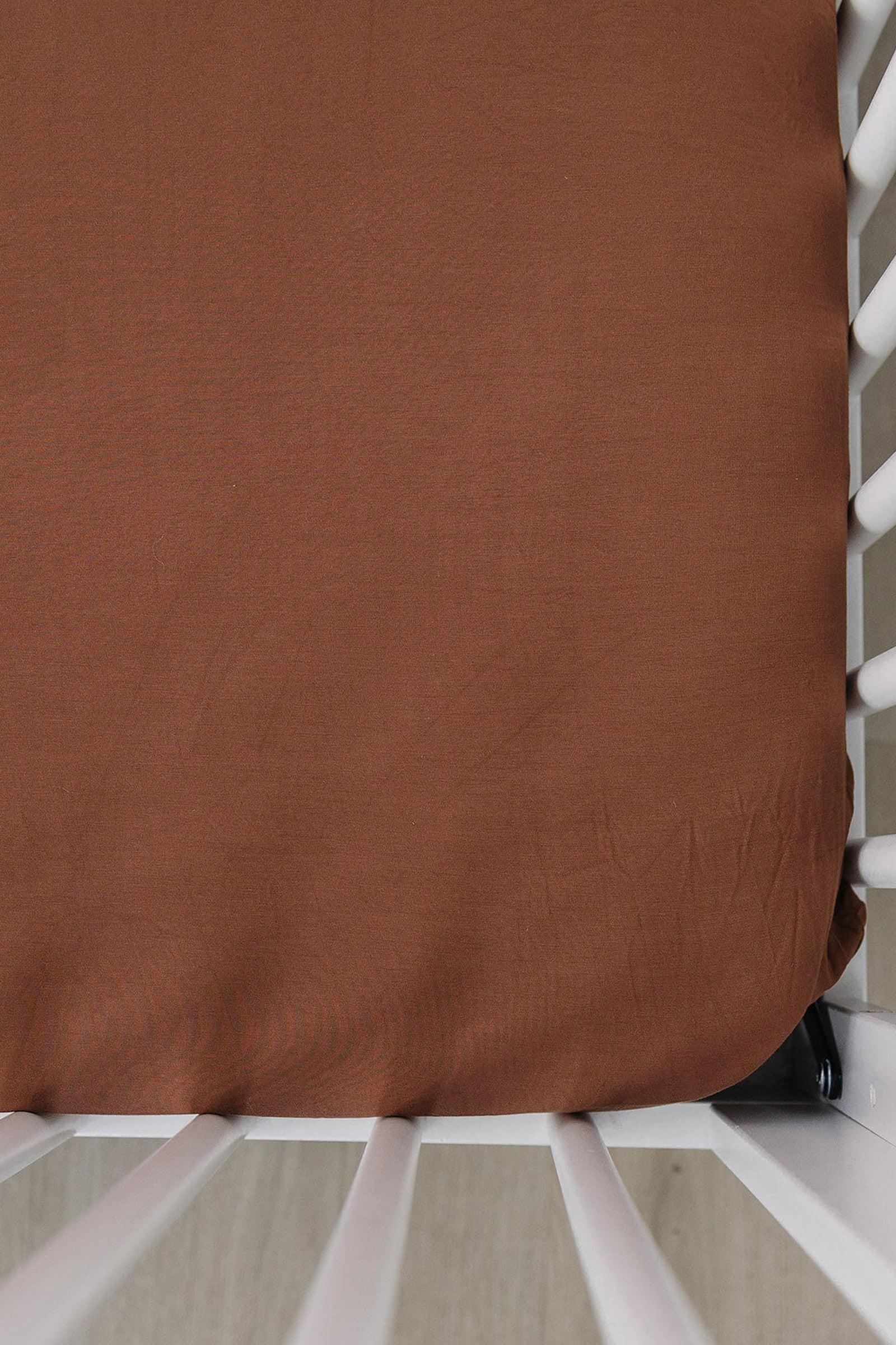 Rust Stretch Crib Sheet, Bamboo, Baby Essentials