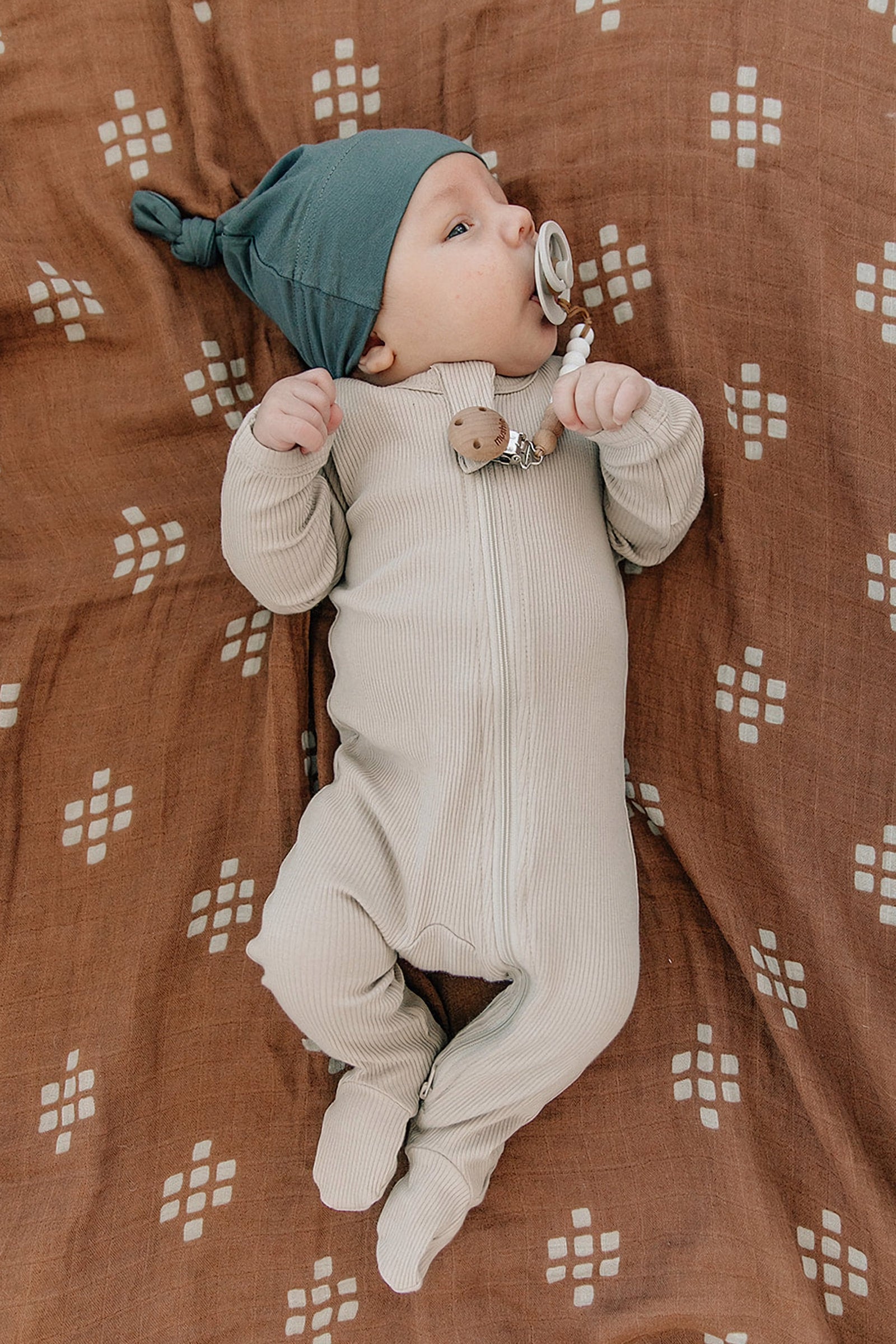Oatmeal Ribbed Zipper Footed Pajama, Organic Cotton, Baby Essentials