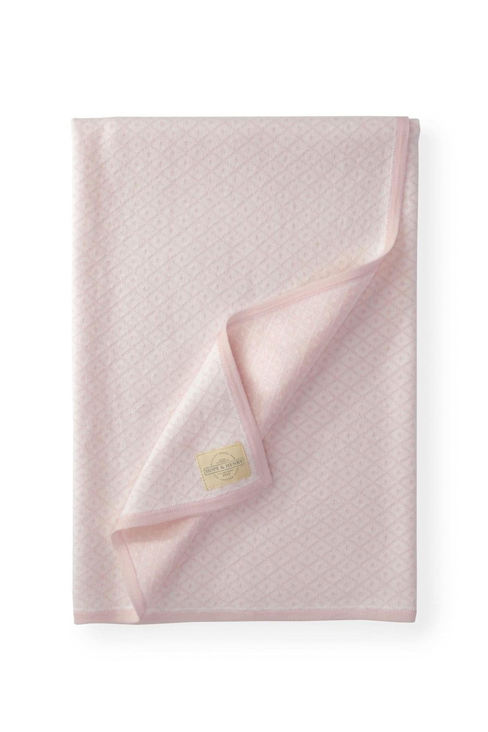Organic Cotton Jacquard Sweater Blanket For Girls, Pink, Baby