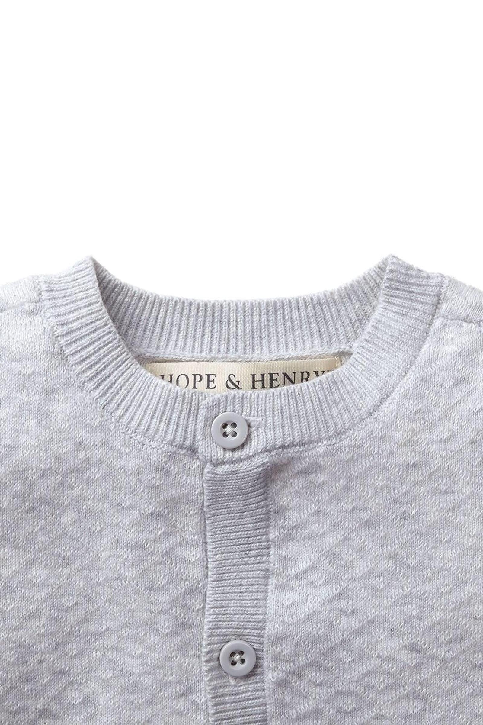 Organic Cotton Jacquard Sweater Romper, Gender Neutral, Gray, Baby