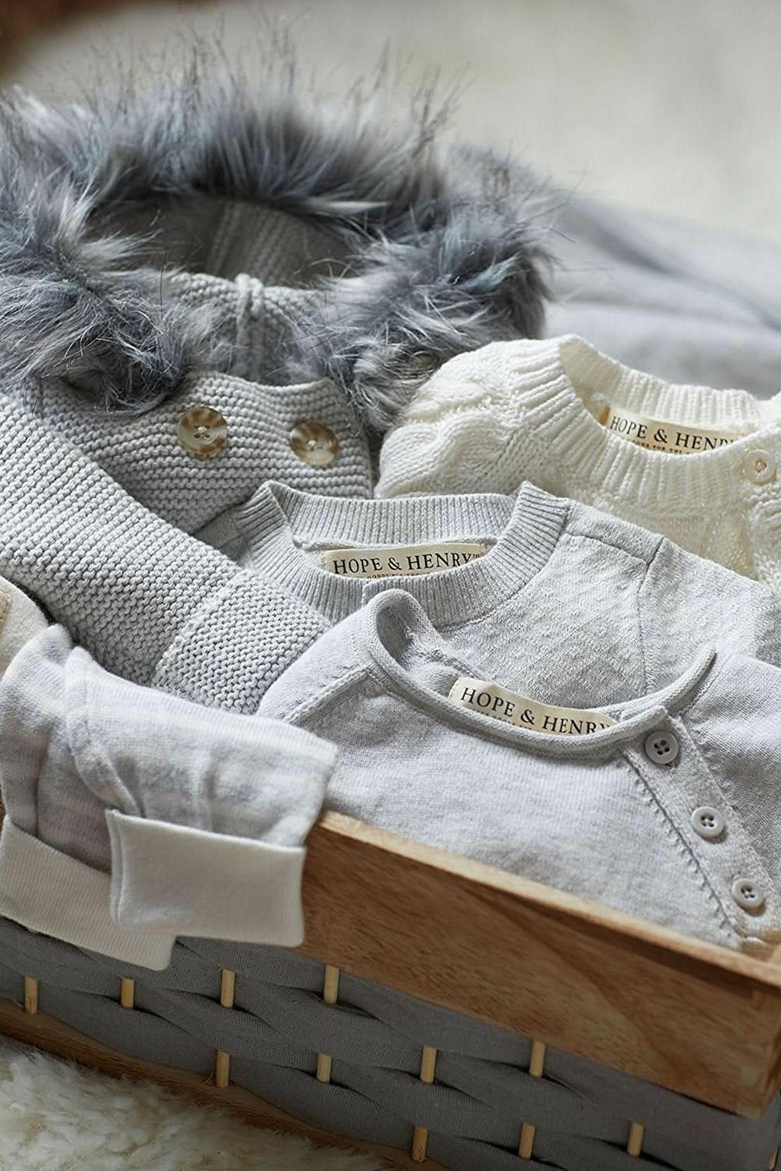 Organic Cotton Jacquard Sweater Romper, Gender Neutral, Gray, Baby