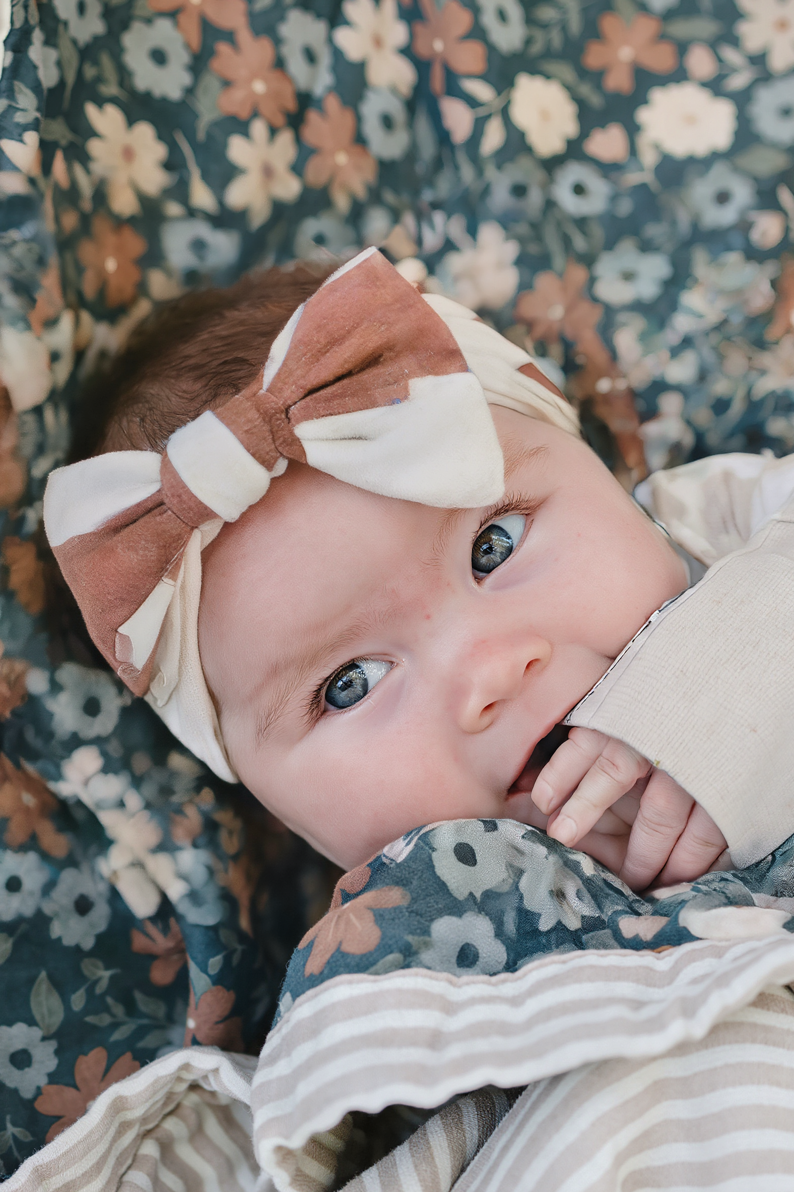 Rust Checkered Head Wrap, Bamboo, Baby