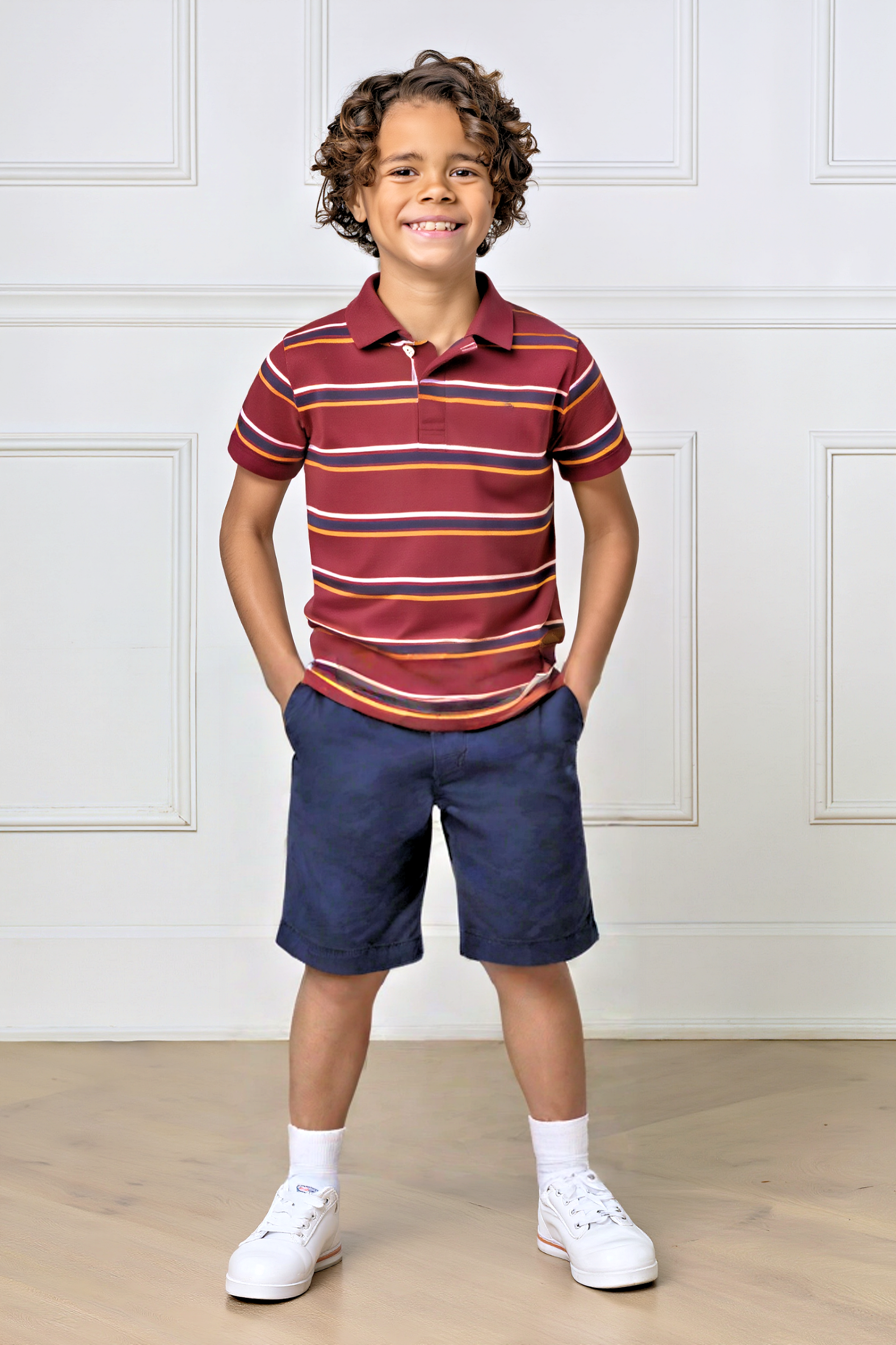 Linen Shorts for Boys, Navy, Sizes 2T-16