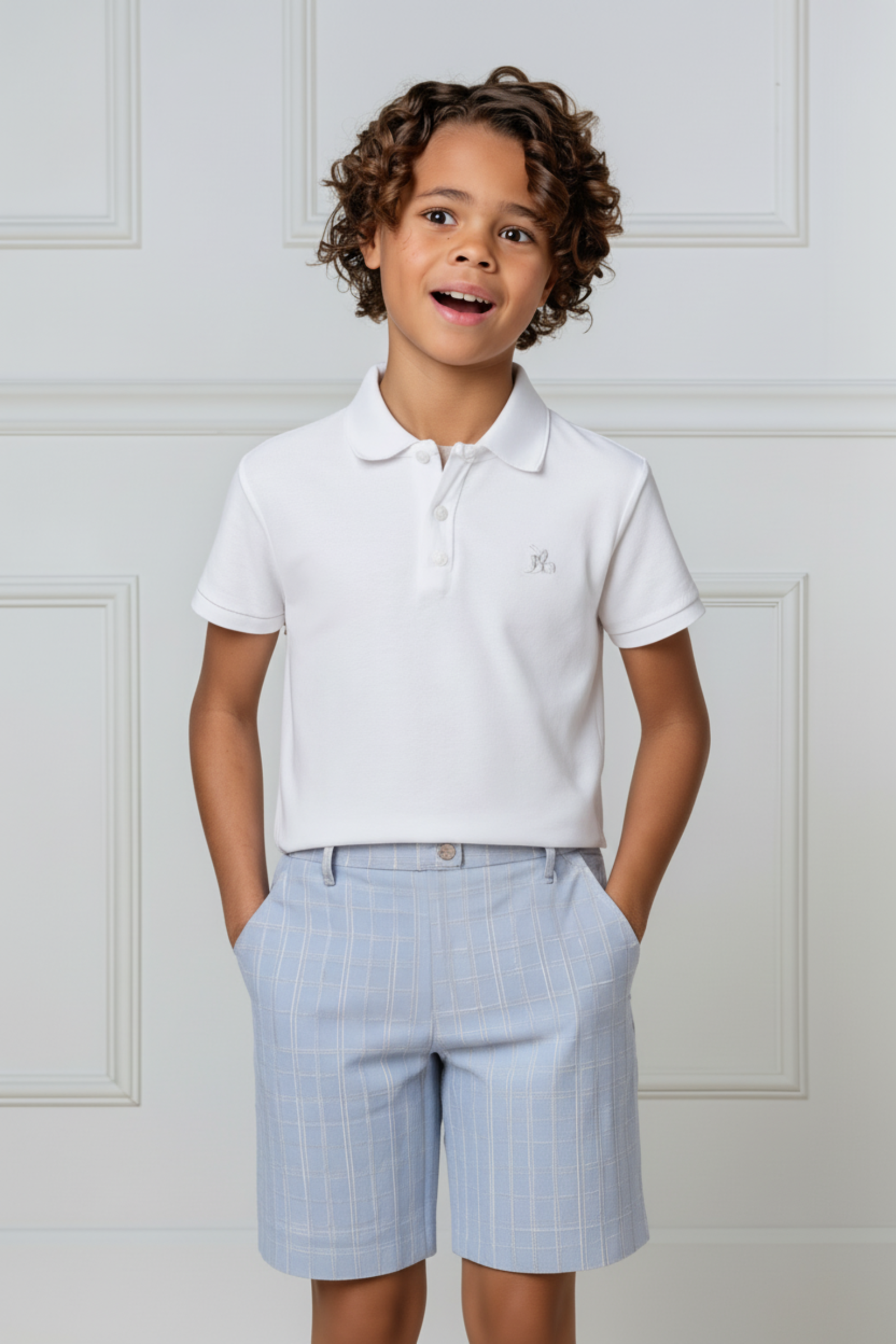 Organic Cotton Pique Polo Shirt for Boys, White, Toddler & Kids