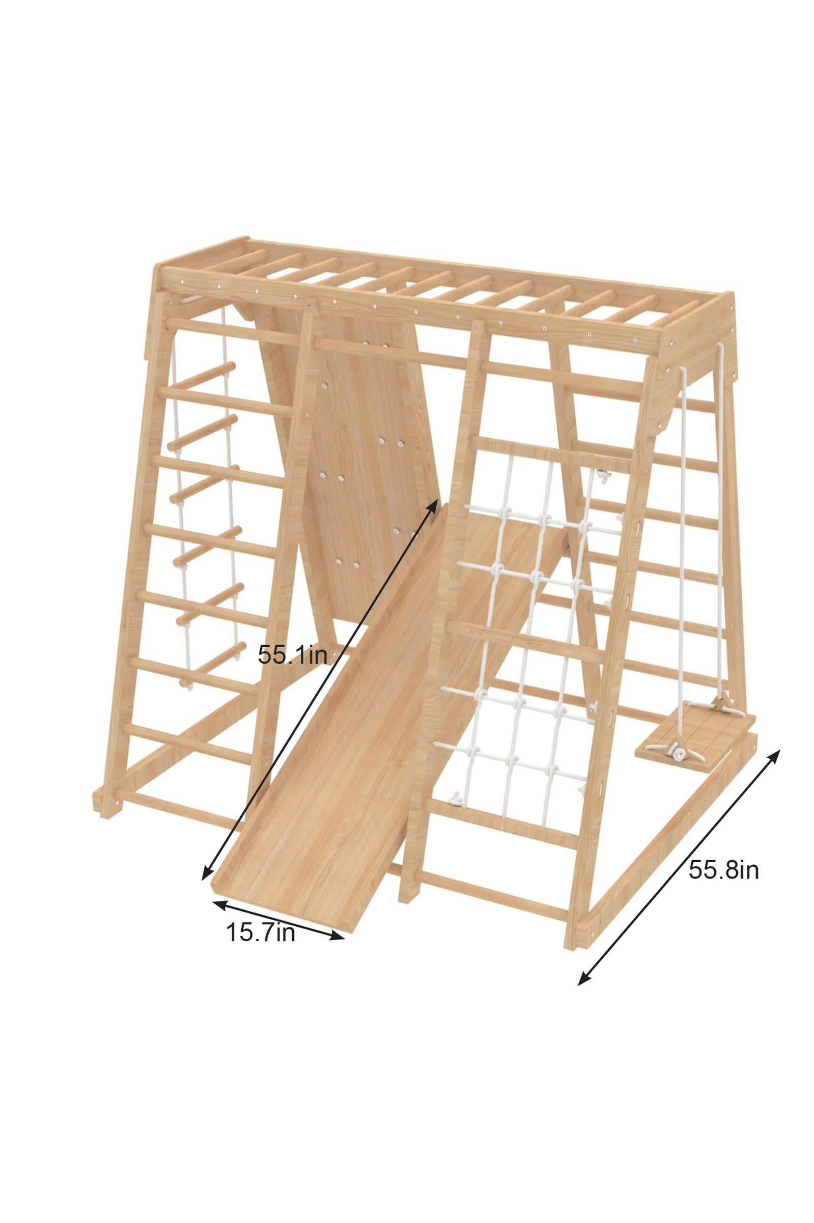 Magnolia - Wooden 7-in-1 Climber, Slide, Gym, Playset, Indoor, New Zealand FSC-certified pinewood