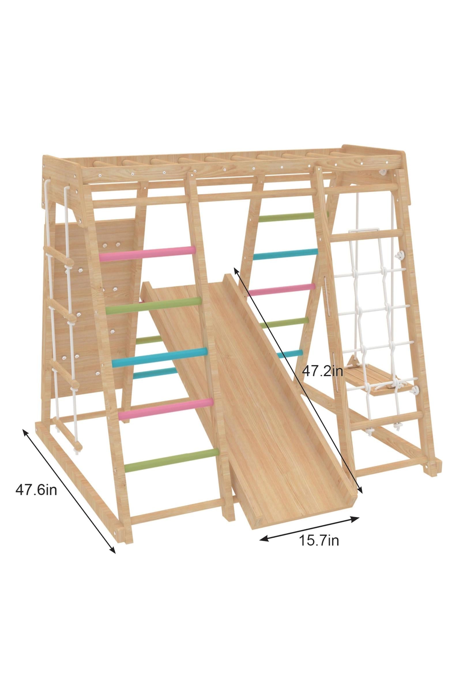 Magnolia - Wooden 7-in-1 Climber, Slide, Gym, Playset, Indoor, New Zealand FSC-certified pinewood