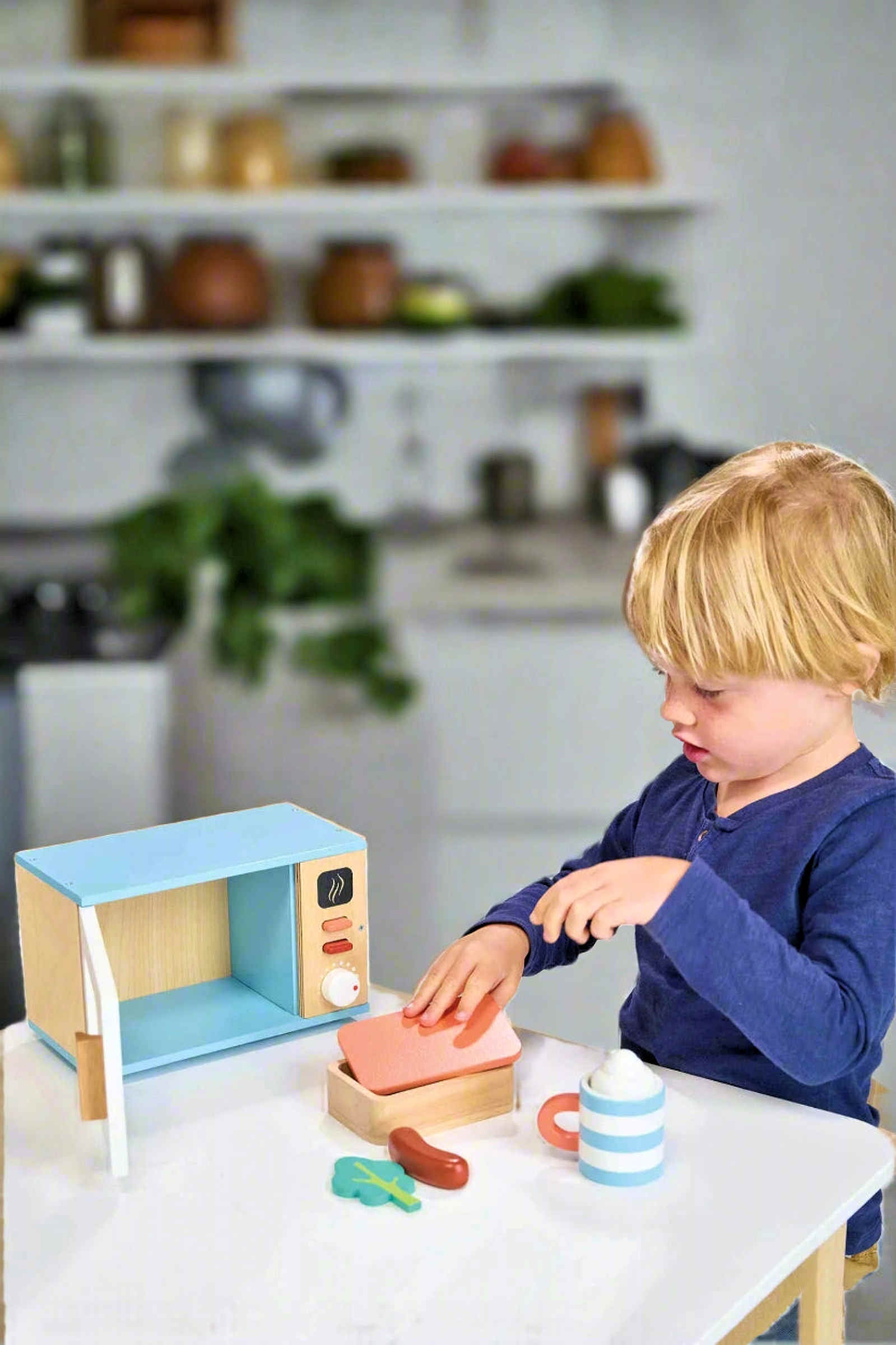 Wooden Toy Microwave Oven for Toddlers