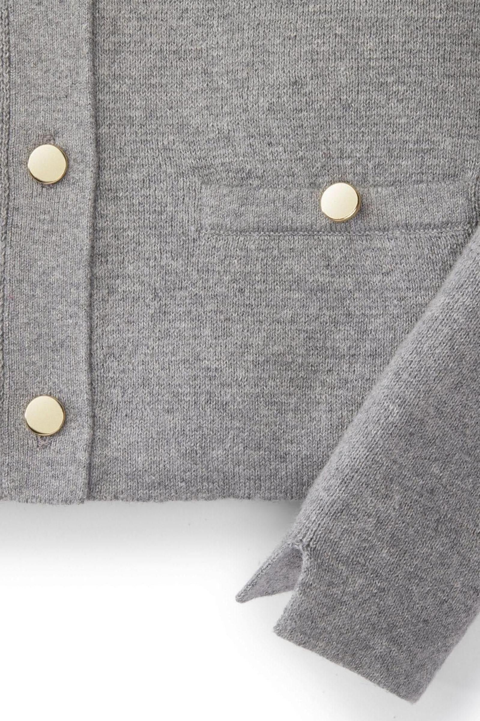 Organic Cotton Milano Stitch Cardigan for Baby Girls, Gray