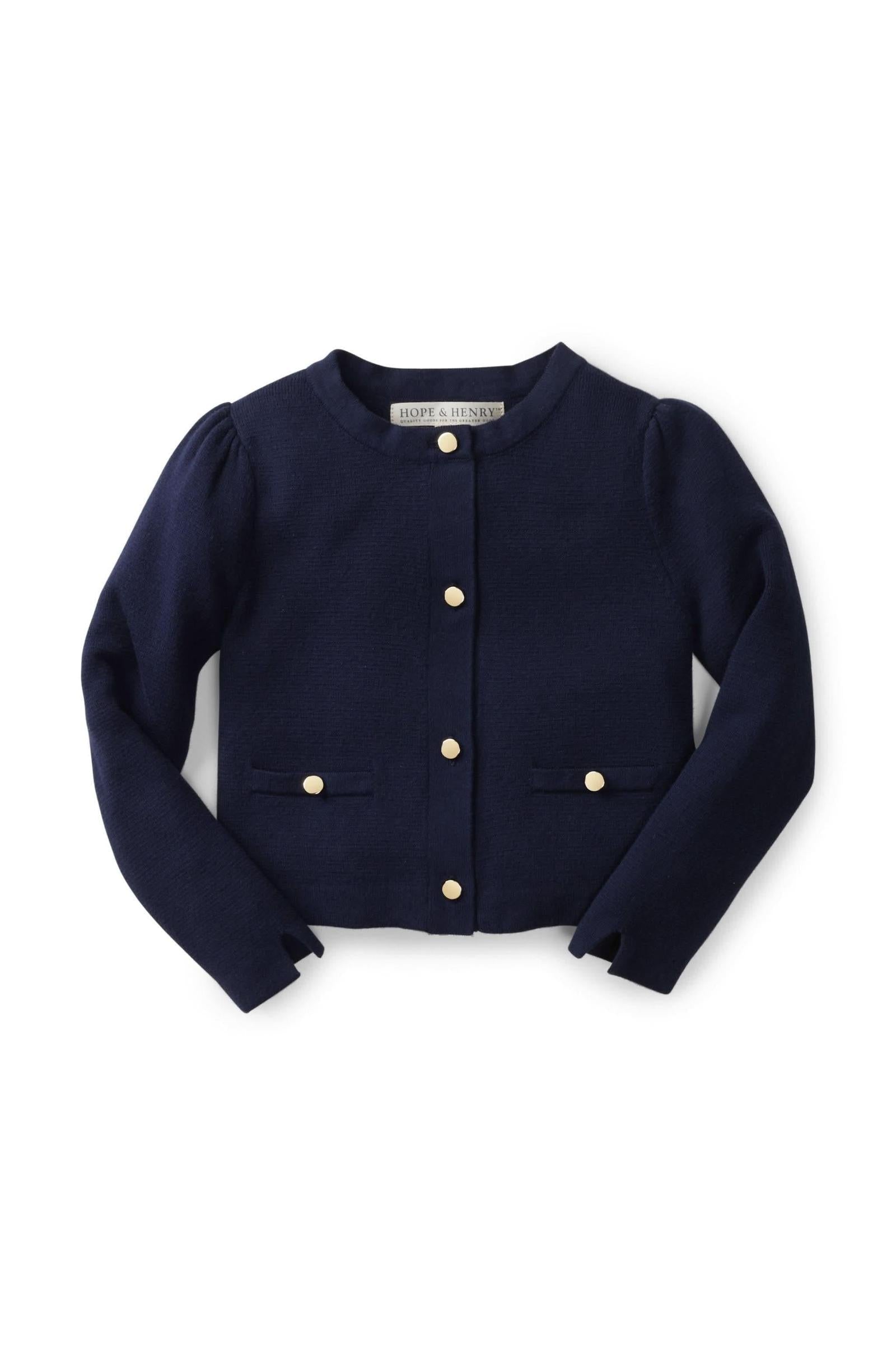 Milano Stitch Button Front Sweater Cardigan, Navy, Baby