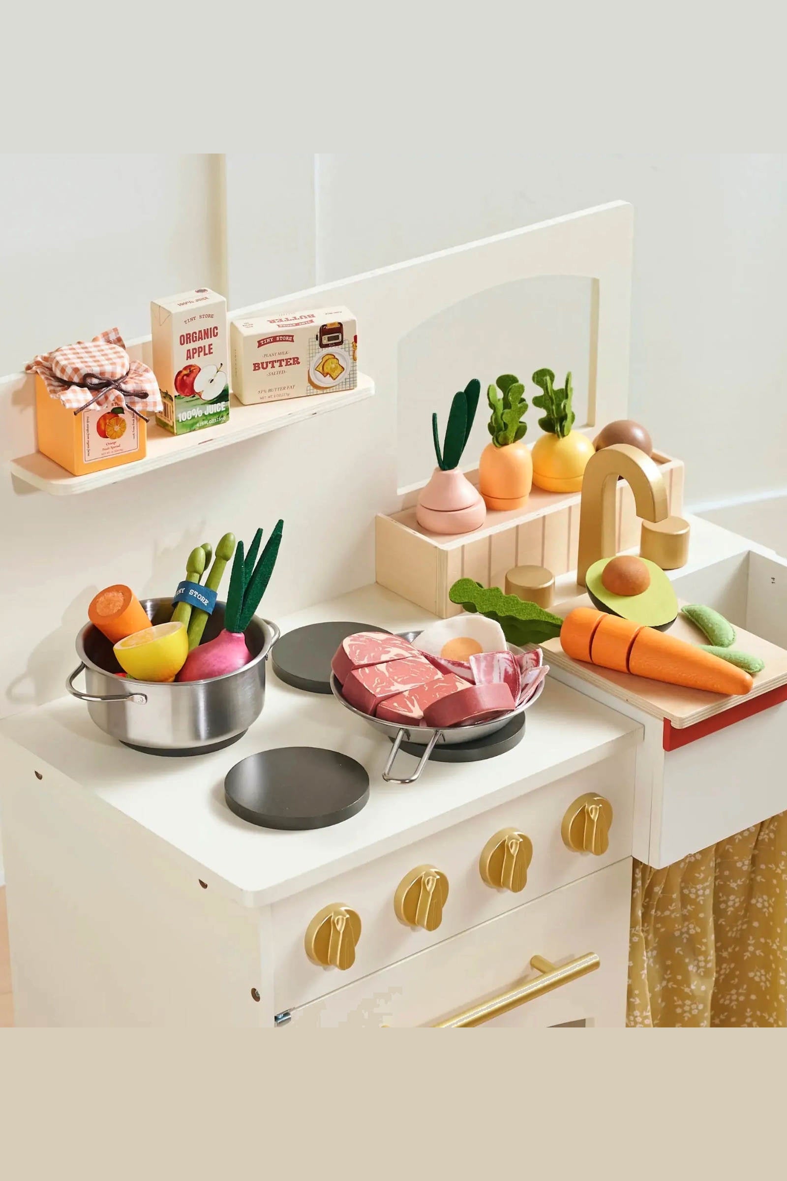 Organic Wooden Dairy Play Food Set